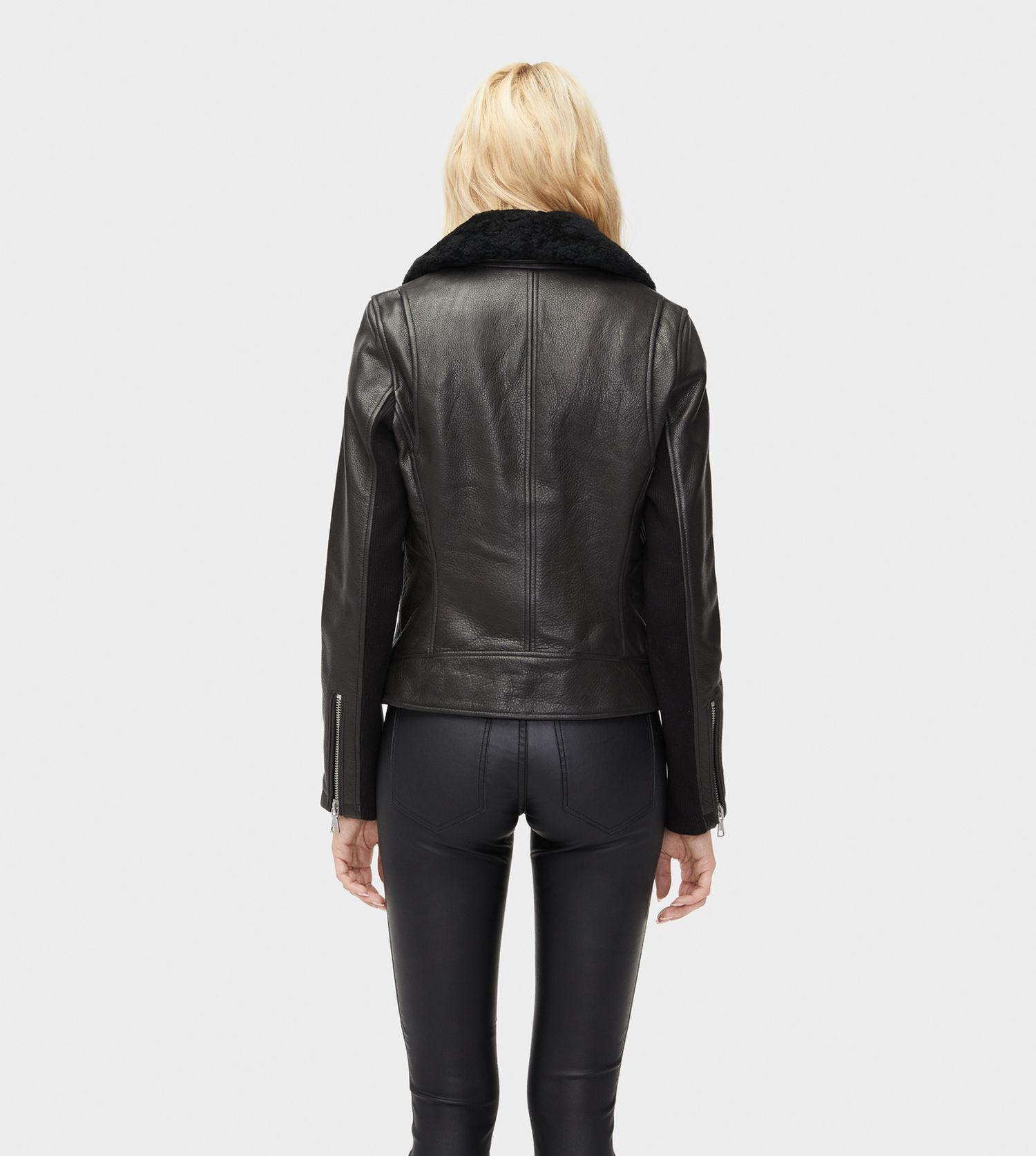 Ugg Women S Andee Leather Cycle Jacket In Black Lyst Women S Andee Leather Cycle Jacket Lyst View Fullscreen