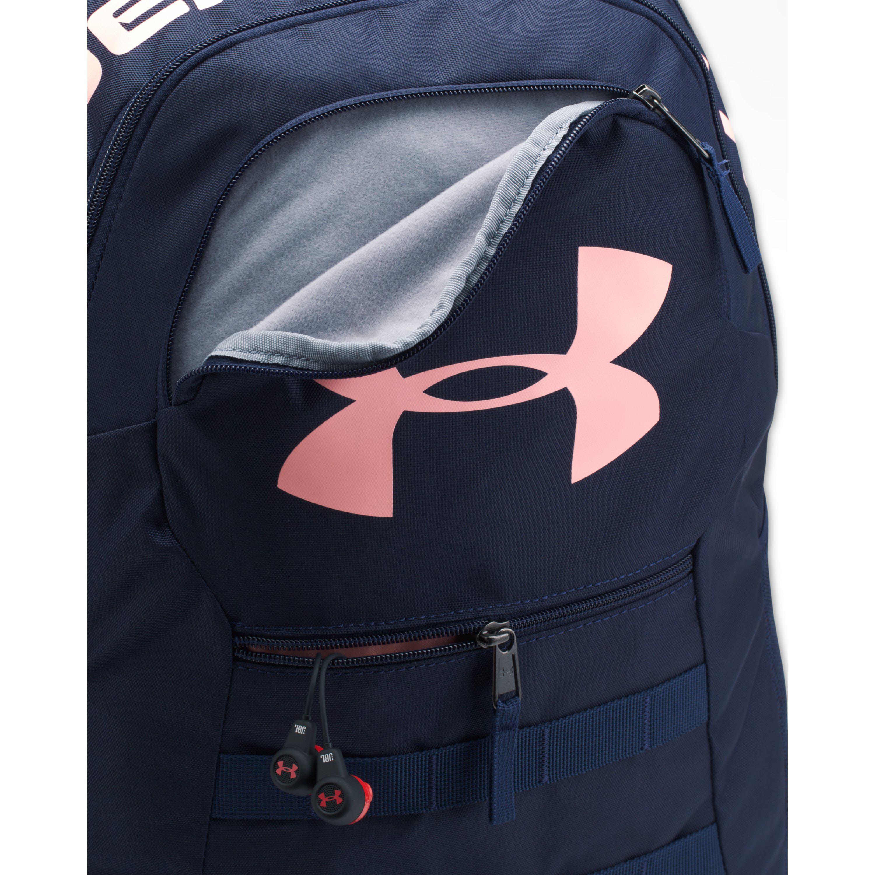 pink and blue under armour backpack