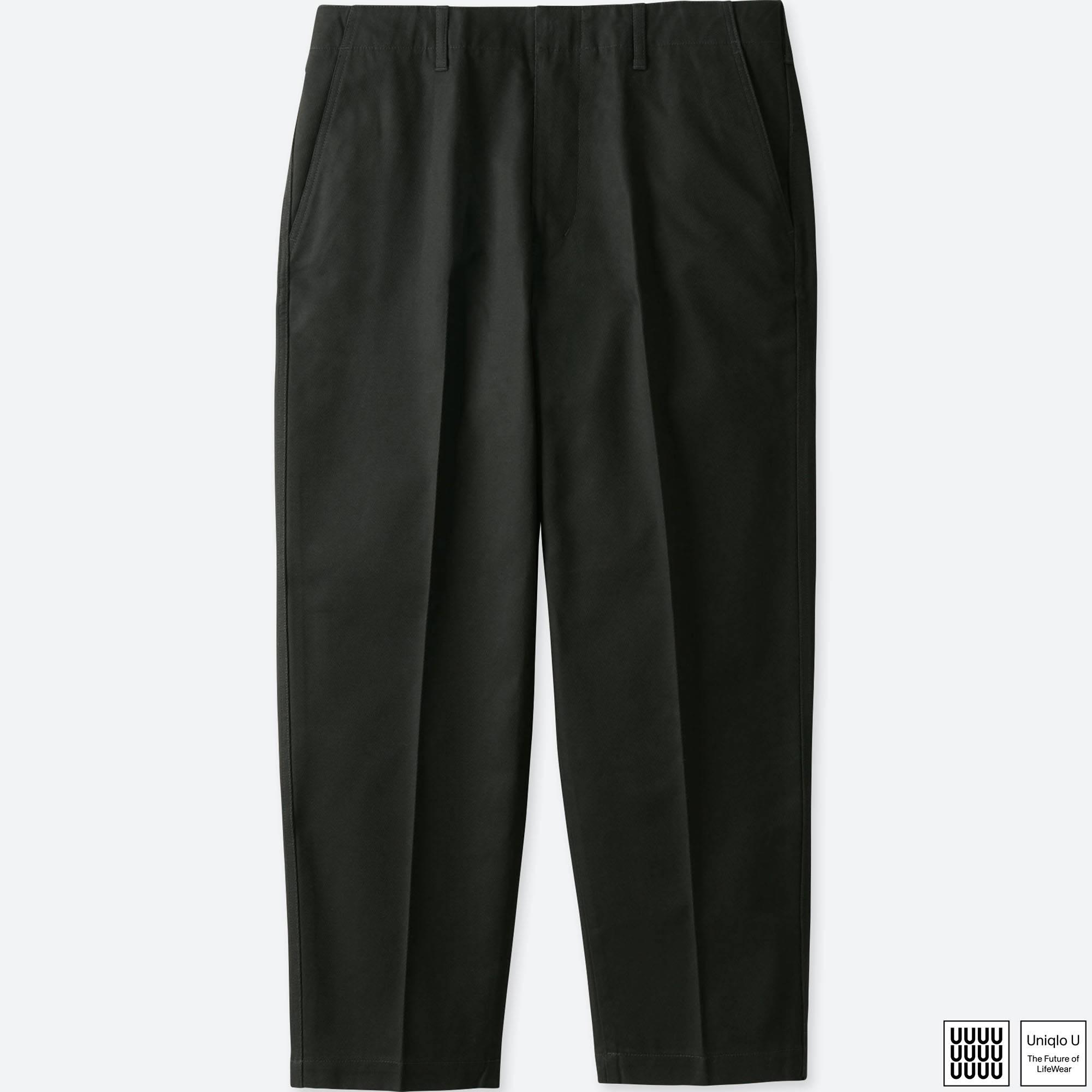 Lyst - Uniqlo Men U Cotton Twill Wide Ankle Length Pants in Black for Men