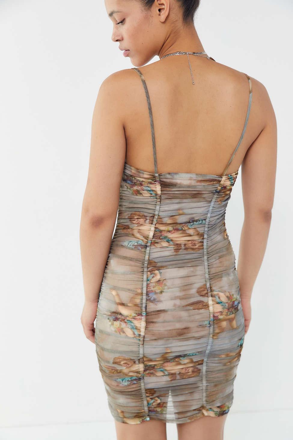 Lyst Urban Outfitters Uo Cherub Mesh Ruched Bodycon Dress