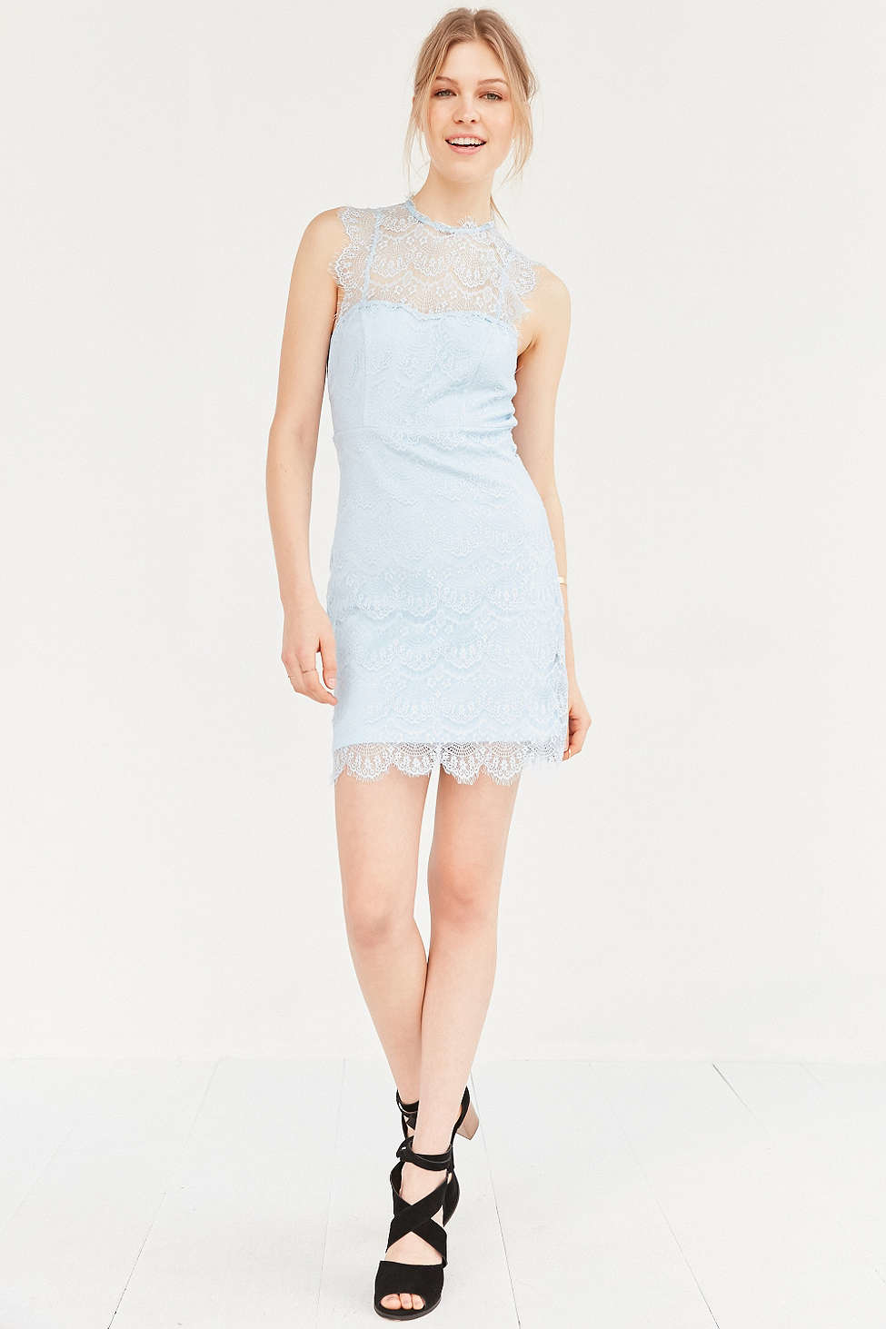Bardot Braxton Lace Mini Dress in Lake | REVOLVE