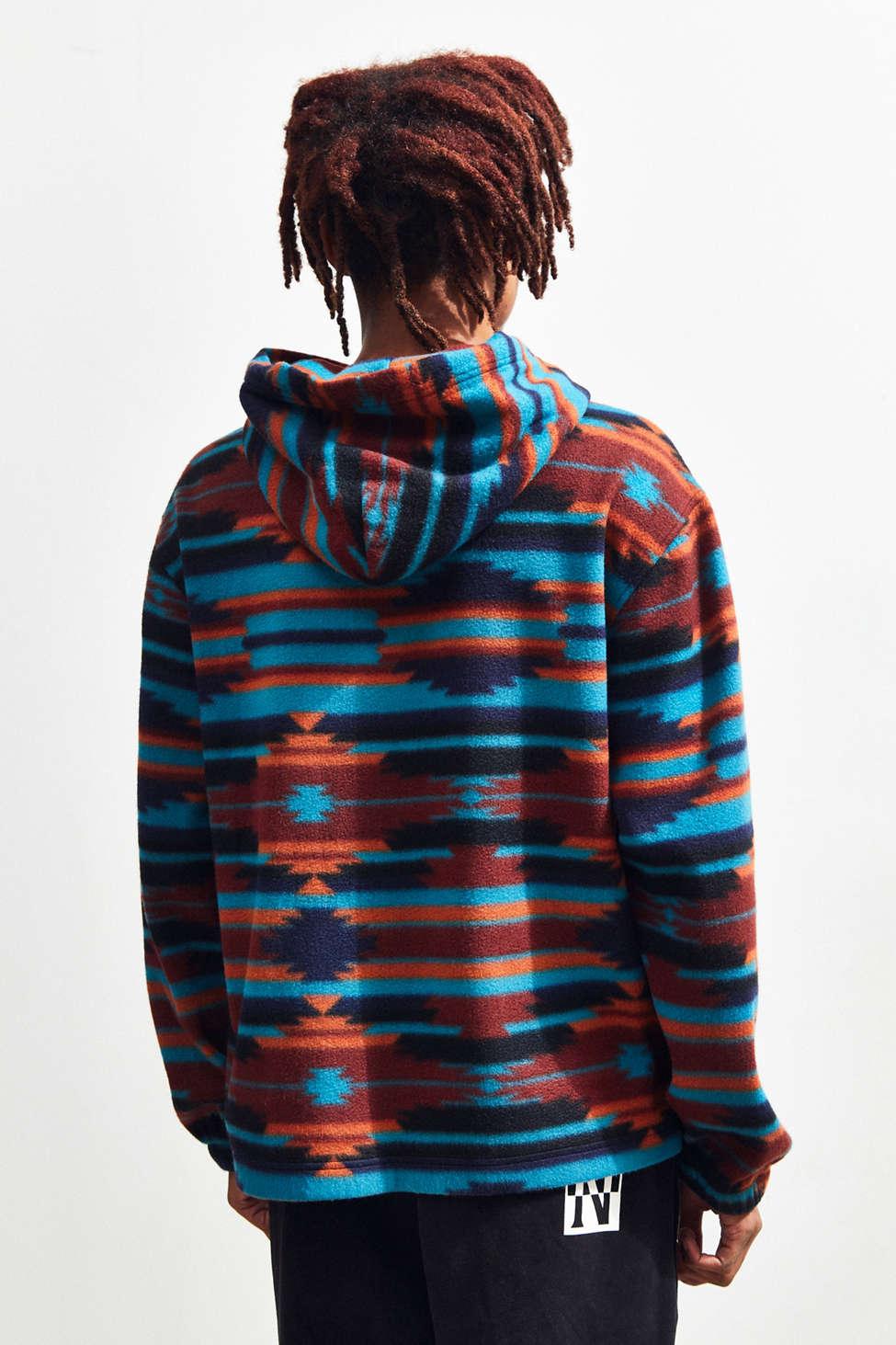 Lyst - Urban Outfitters Uo Patterned Polar Fleece Hoodie Sweatshirt in Brown for Men