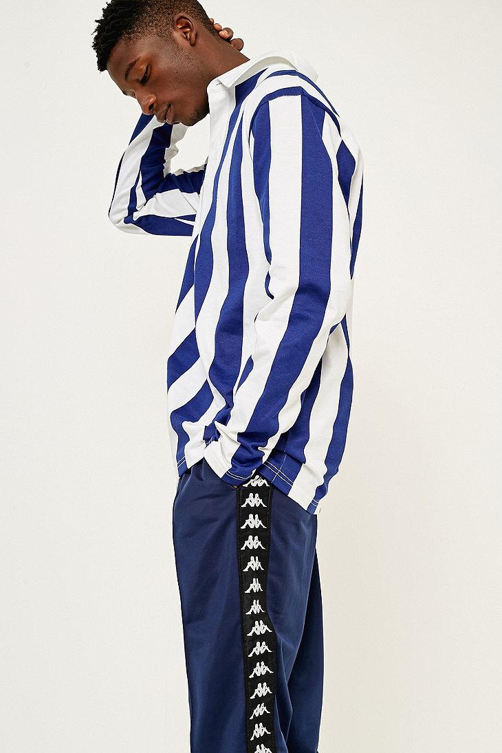 Urban Outfitters Uo Blue And White Vertical Stripe Rugby Shirt In Gallery