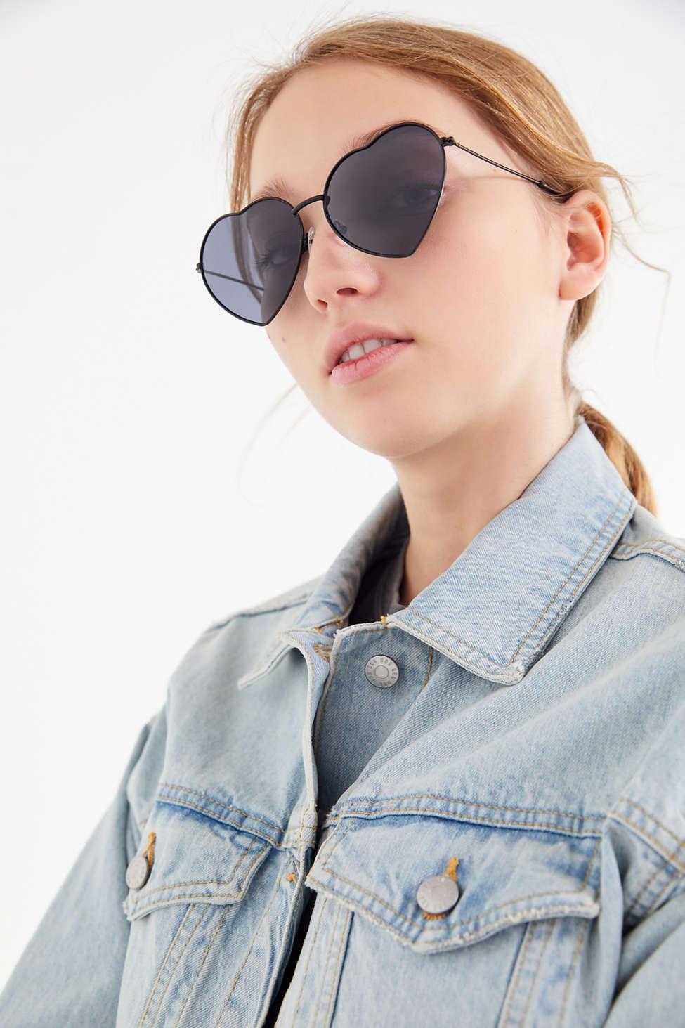 Urban Outfitters Metal Heart Sunglasses in Black Lyst