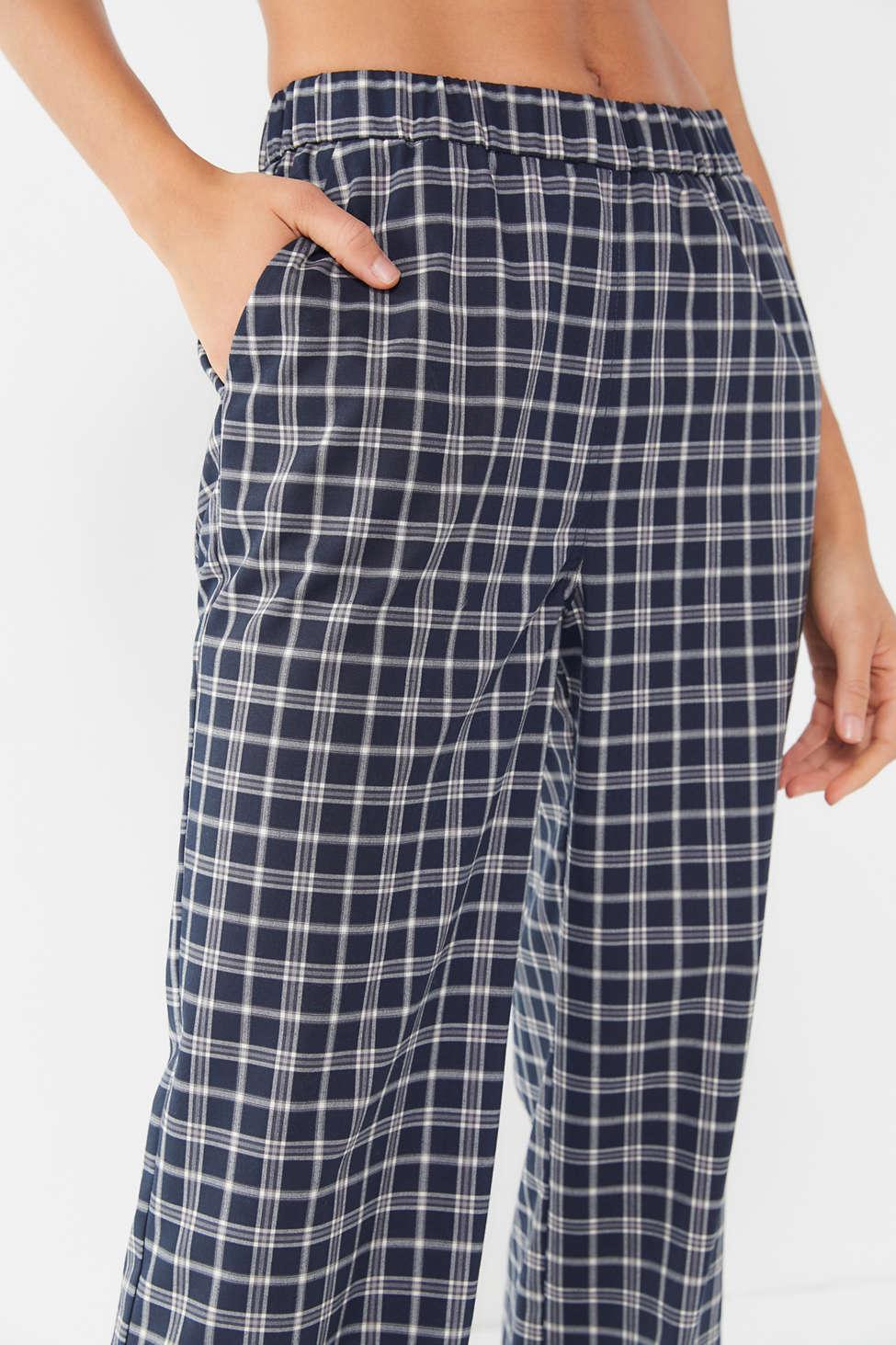 Urban Outfitters Uo Plaid Highrise Pullon Trouser Pant in Blue Lyst