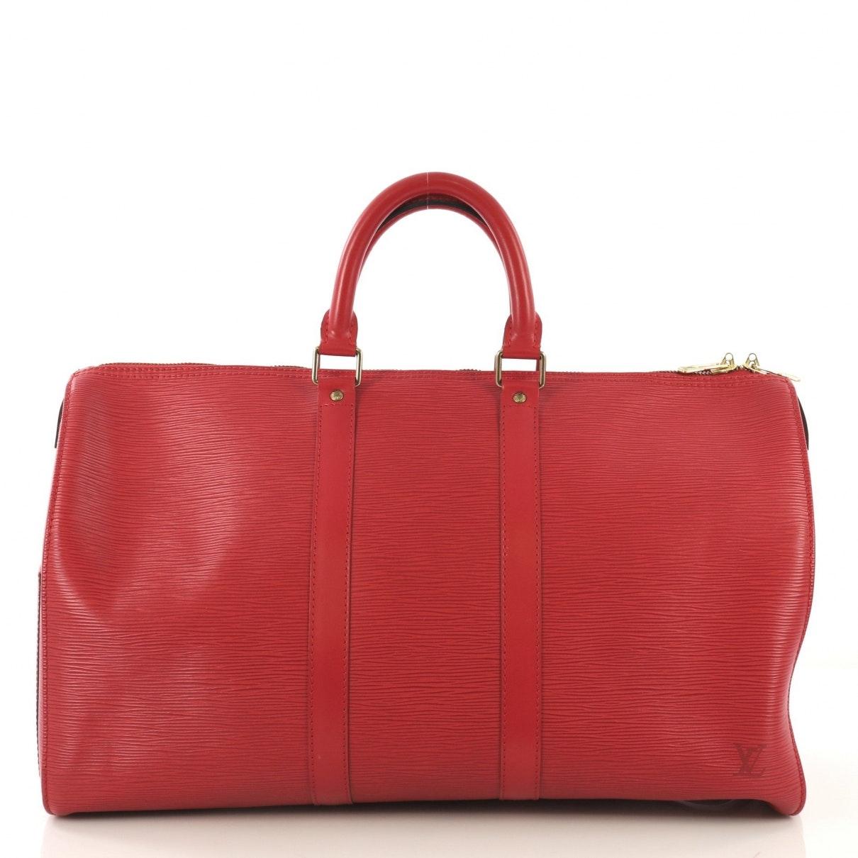 Louis Vuitton Keepall Red Leather in Red - Lyst