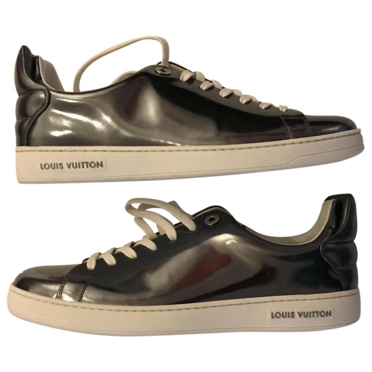 Louis vuitton Pre-owned Patent Leather Low Trainers in Grey for Men | Lyst