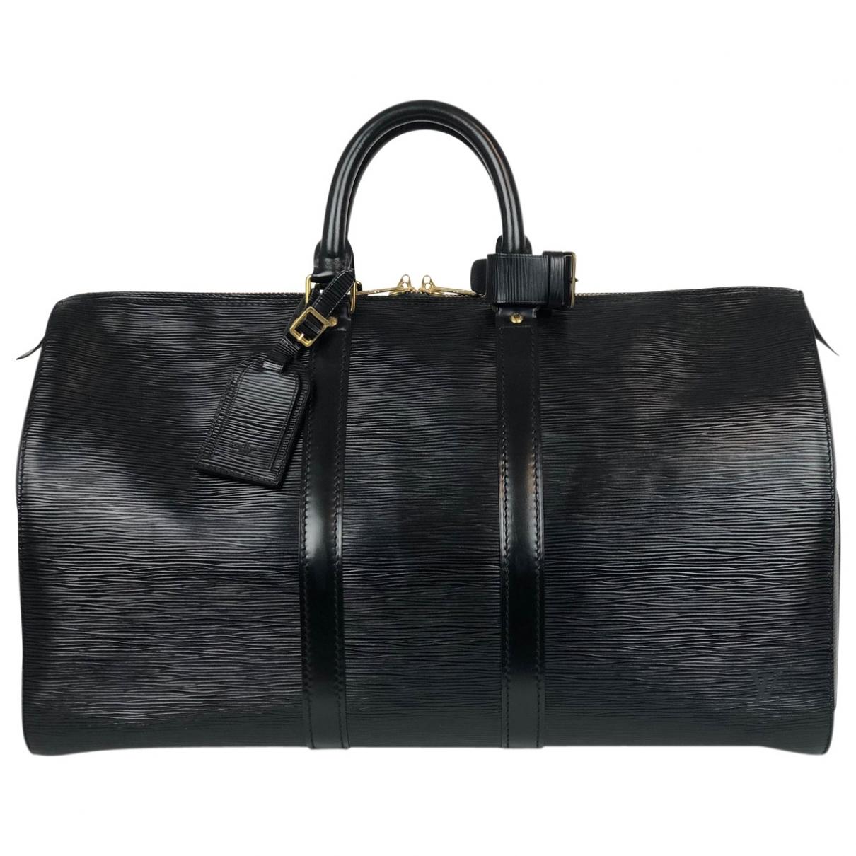 Louis Vuitton Keepall Black Leather in Black for Men - Lyst