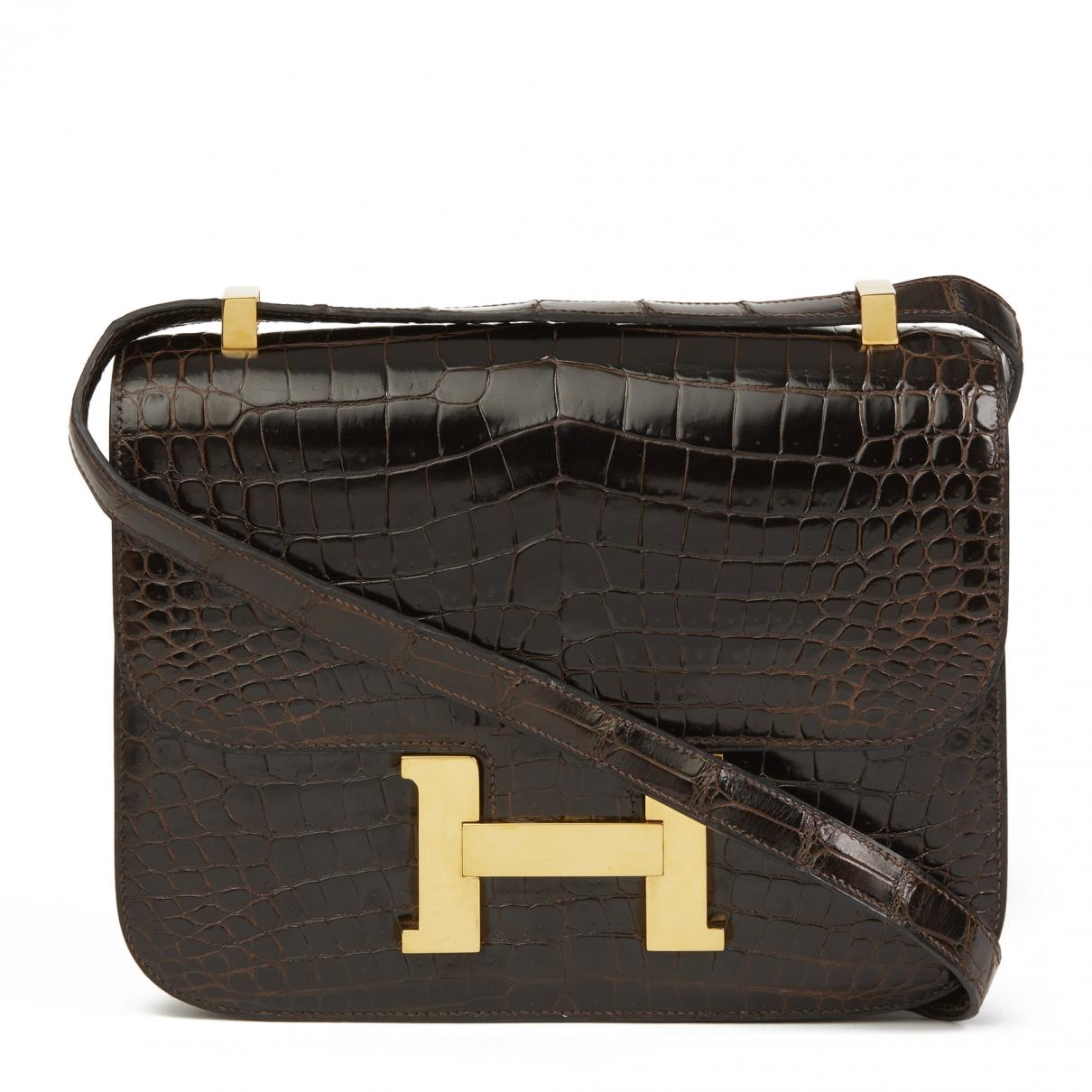 Lyst Herm s Vintage Constance  Brown Crocodile Handbag in 