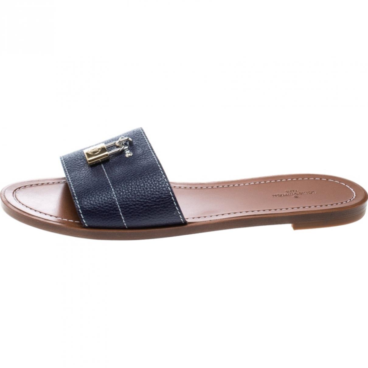 Louis Vuitton Pre-owned Blue Leather Sandals in Blue - Lyst