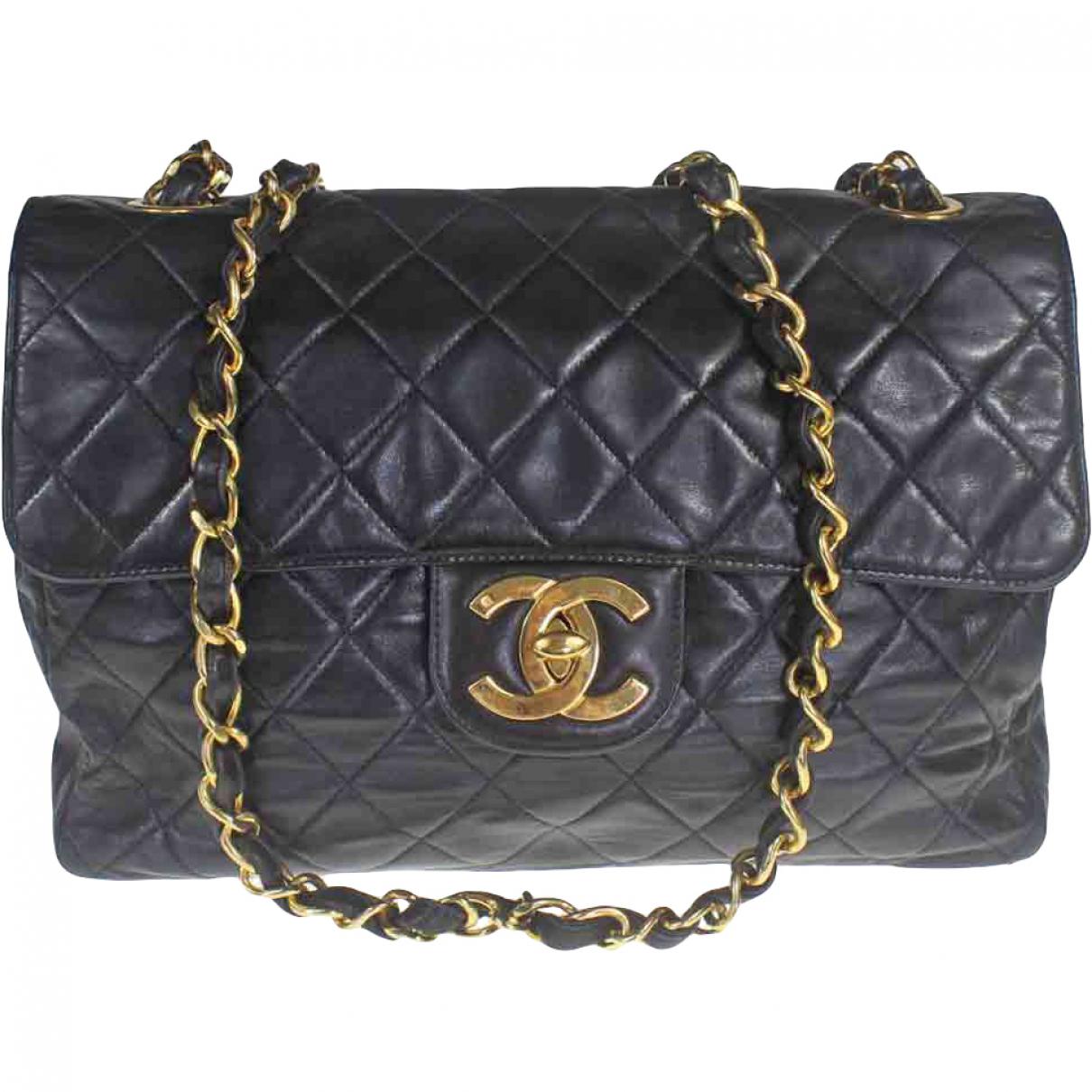 Lyst Chanel Pre Owned Black Leather Handbag In Save Chanel Women S Pre Owned Black Leather Handbag
