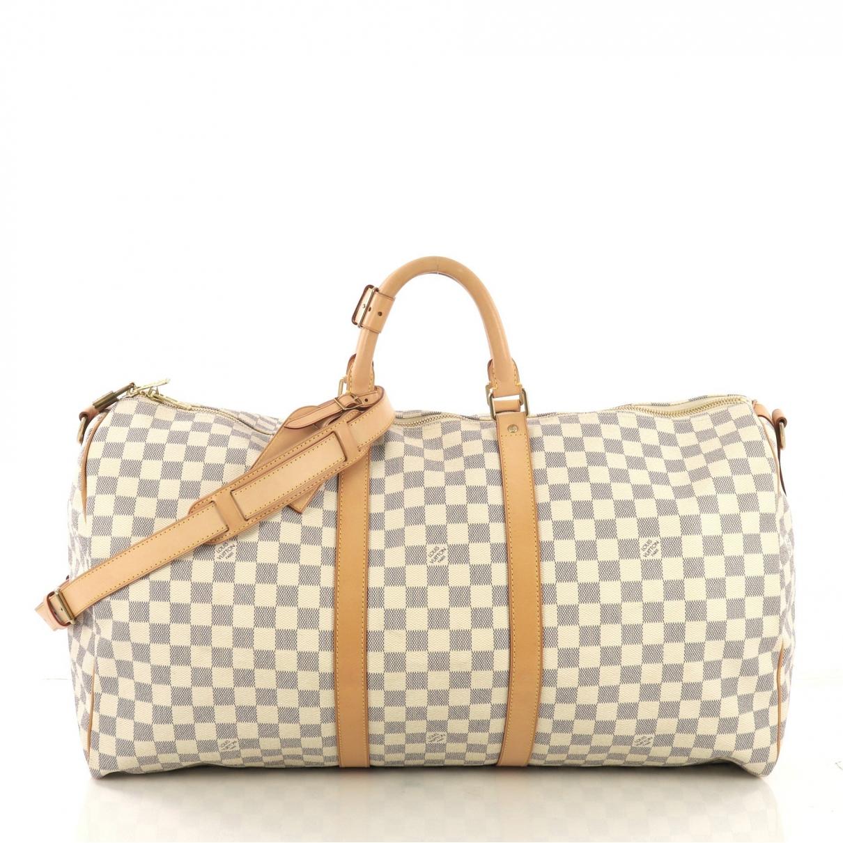 Louis Vuitton Keepall White Cloth Travel Bag in White - Lyst