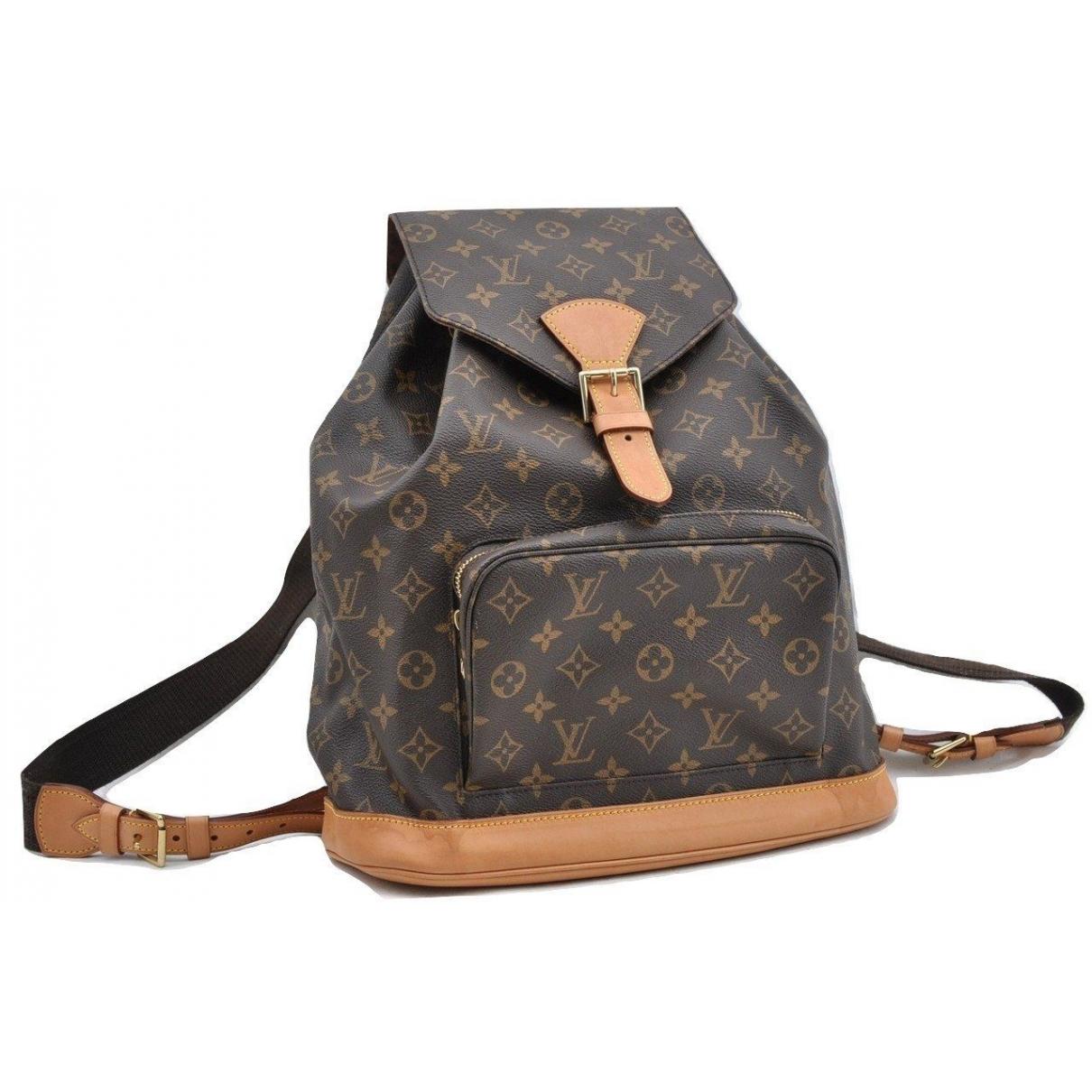 Lyst - Louis Vuitton Pre-owned Vintage Montsouris Brown Cloth Backpacks in Brown