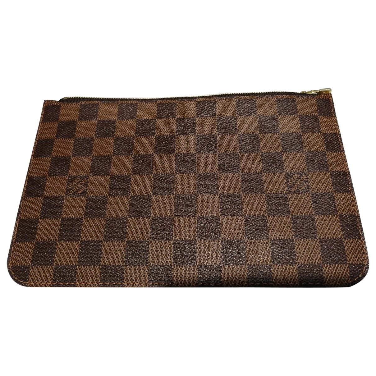 Lyst - Louis Vuitton Neverfull Brown Cloth Clutch Bag in Brown