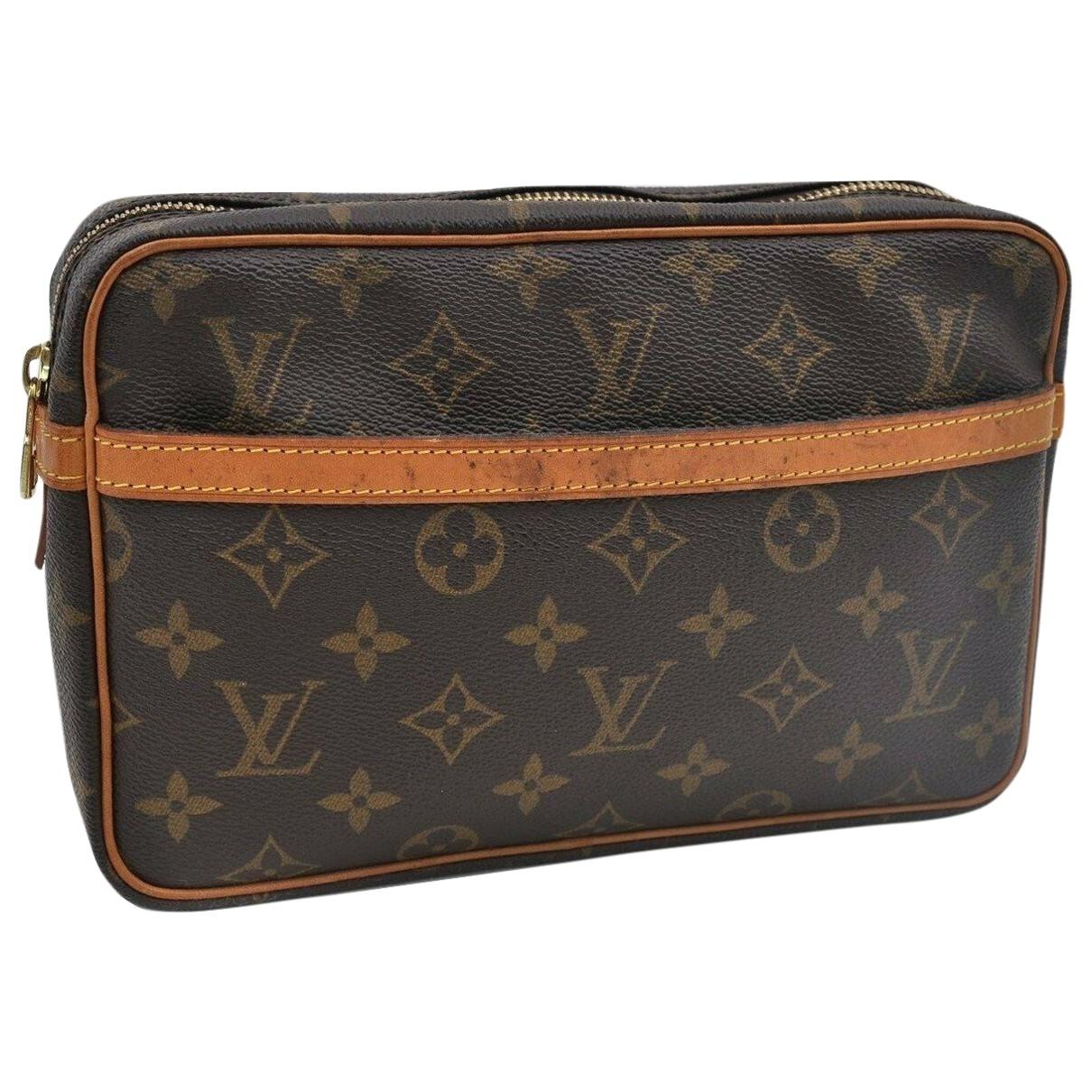 Louis Vuitton Vintage Brown Cloth Clutch Bag in Brown - Lyst