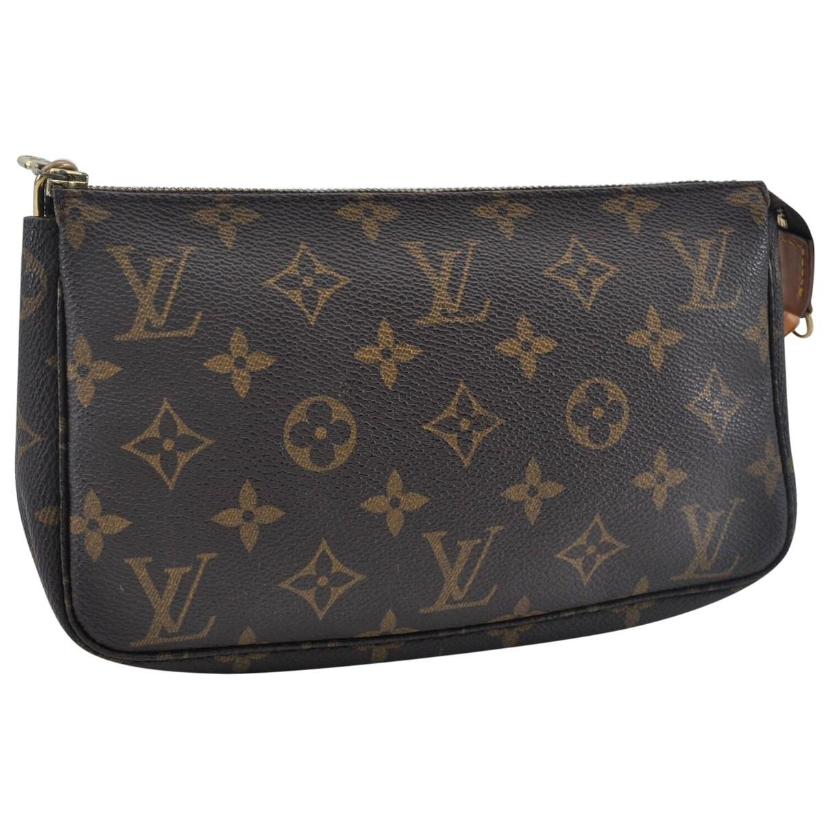 Louis Vuitton Pre-owned Vintage Pochette Accessoire Brown Cloth Clutch Bags in Brown - Lyst