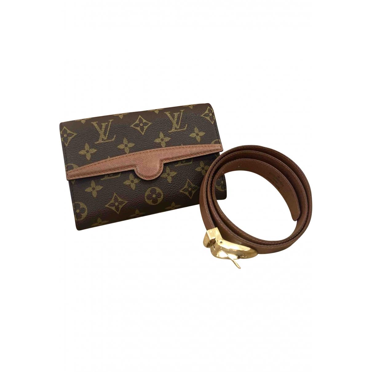 Louis Vuitton Vintage Brown Leather Clutch Bag in Brown - Lyst