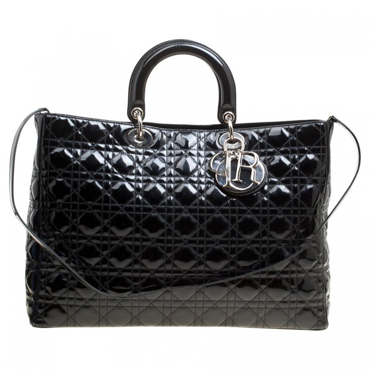 Lyst - Dior Black Patent Leather Handbag in Black