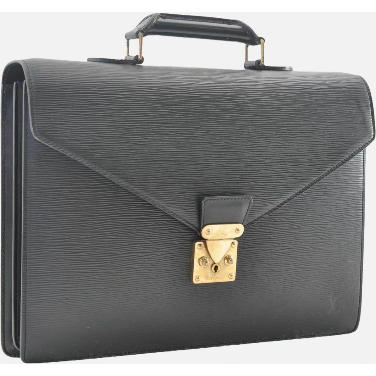 Lyst - Louis Vuitton Vintage Black Leather Handbag in Black