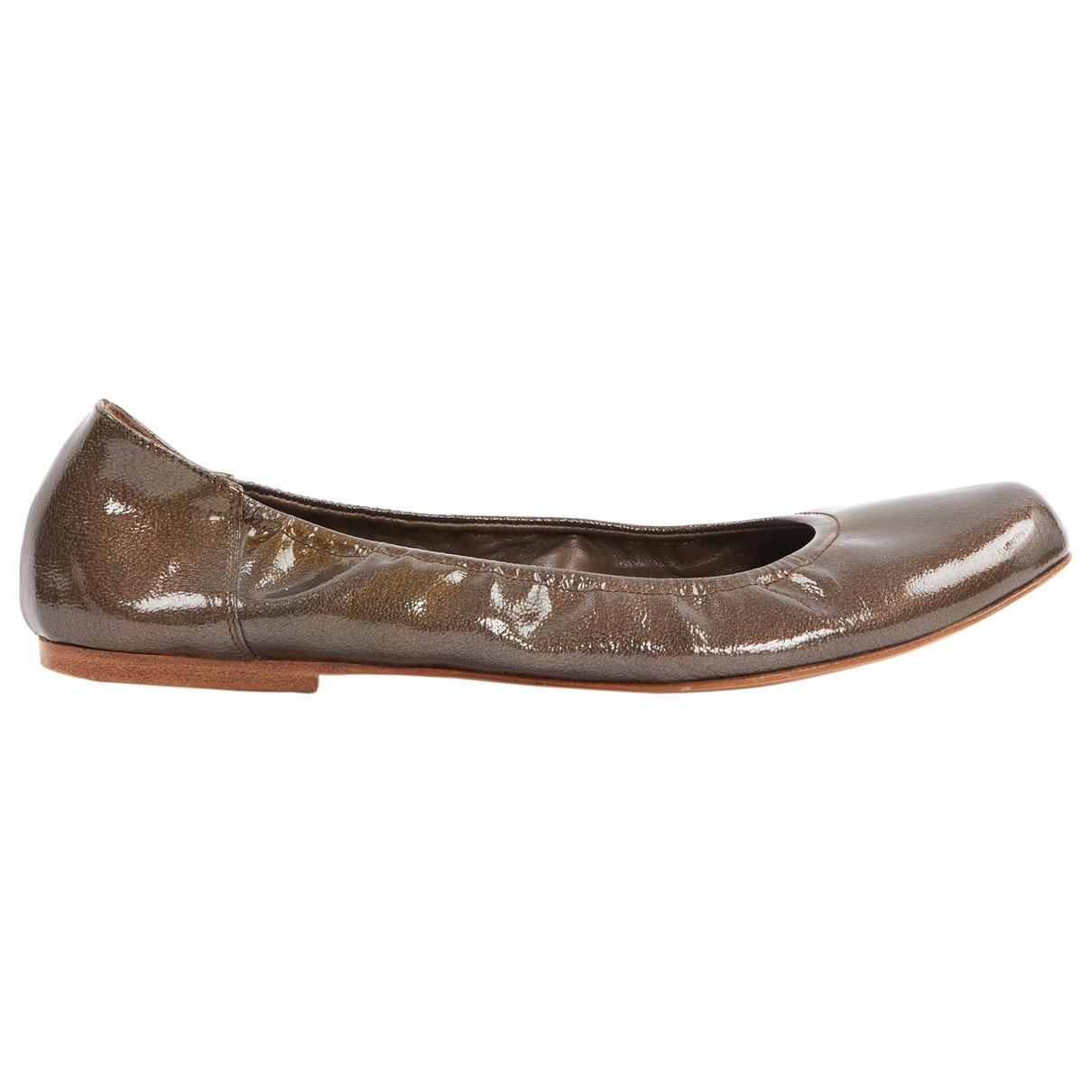 brown leather ballerina flat shoes