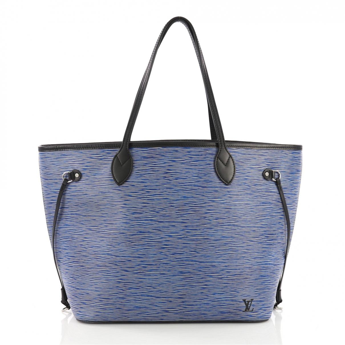 Louis Vuitton Neverfull Blue Leather Handbag in Blue - Lyst