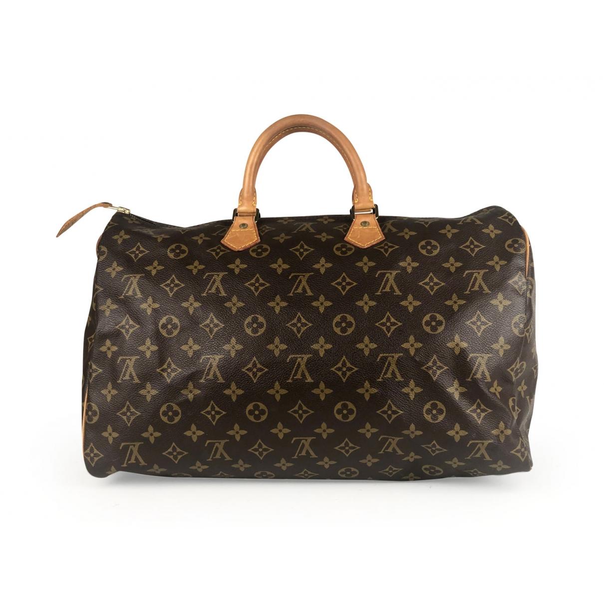 Louis Vuitton Speedy Brown Cloth Handbag in Brown - Lyst
