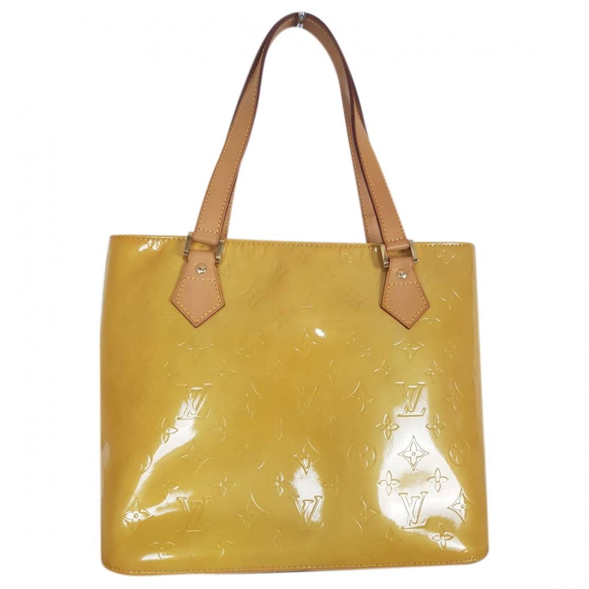 Lyst - Louis Vuitton Vintage Houston Yellow Leather Handbag in Yellow