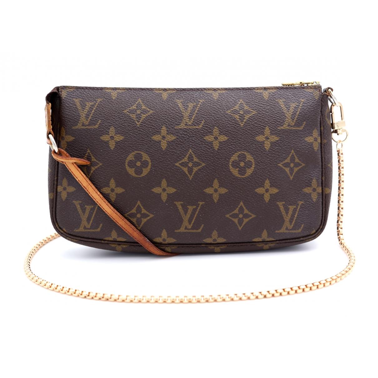 Louis Vuitton Pochette Accessoire Brown Cloth Clutch Bag in Brown - Lyst