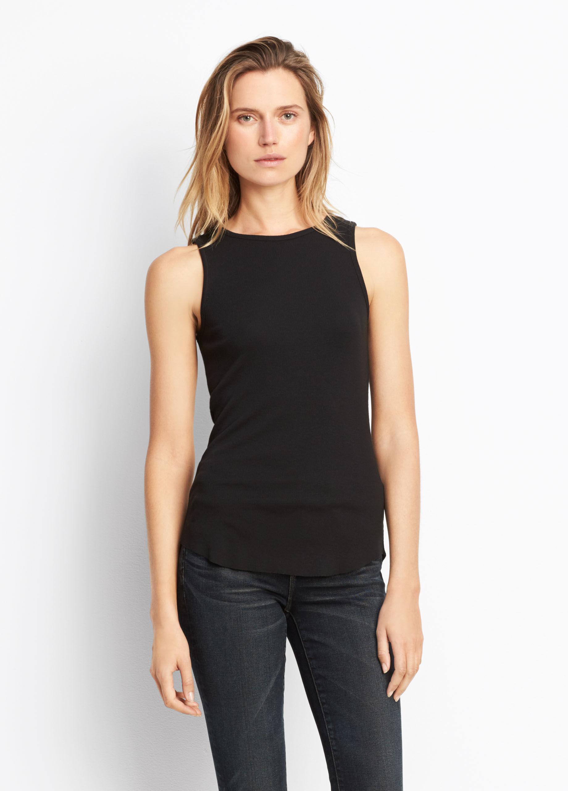 Lyst - Vince High Neck Tank in Black