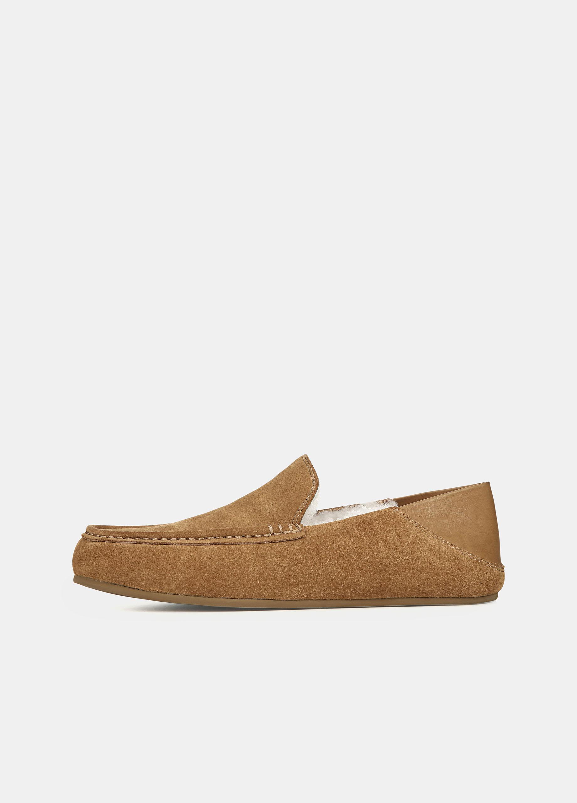 mens leather shearling lined slippers