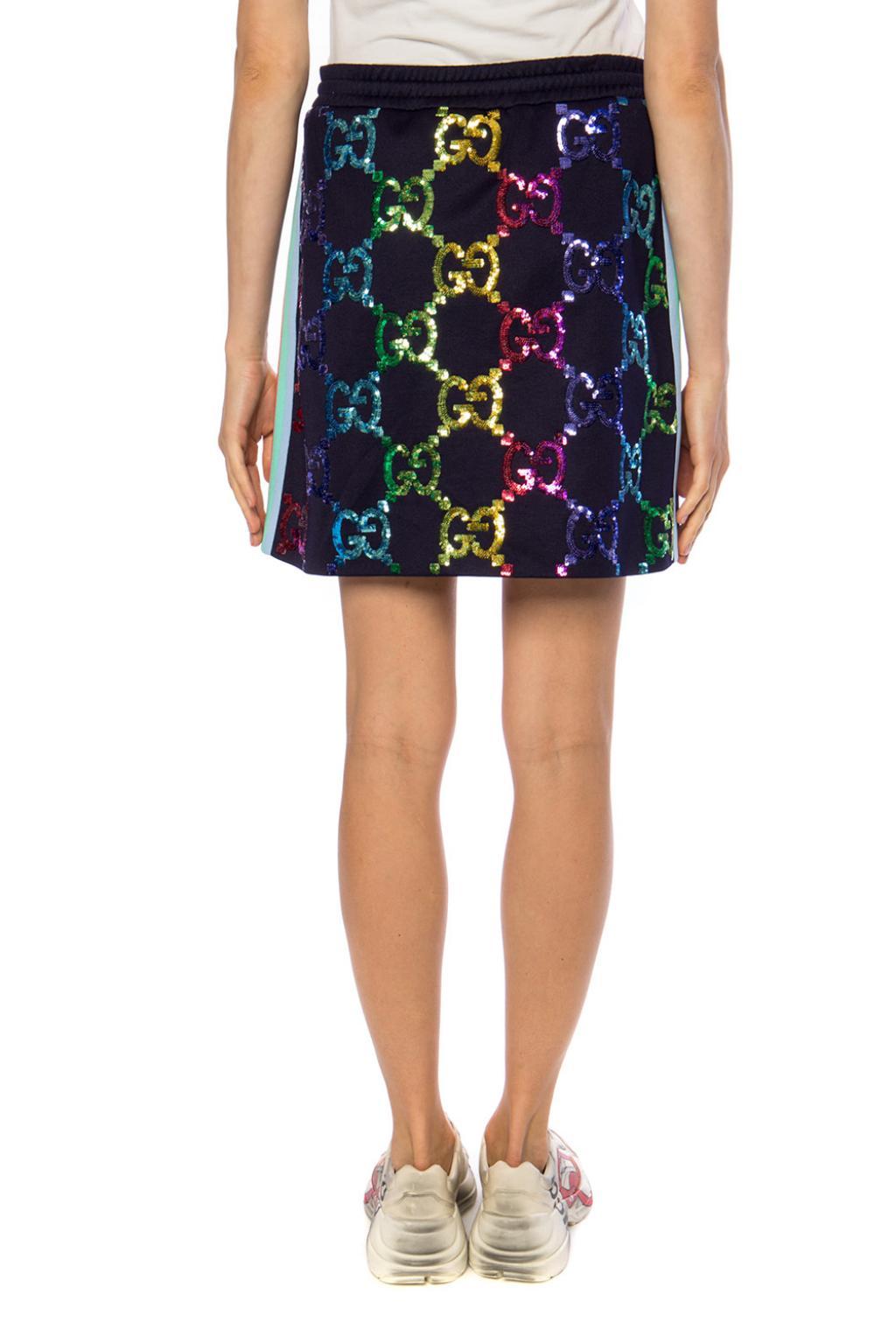 Gucci Sequinned GG Skirt in Blue Lyst