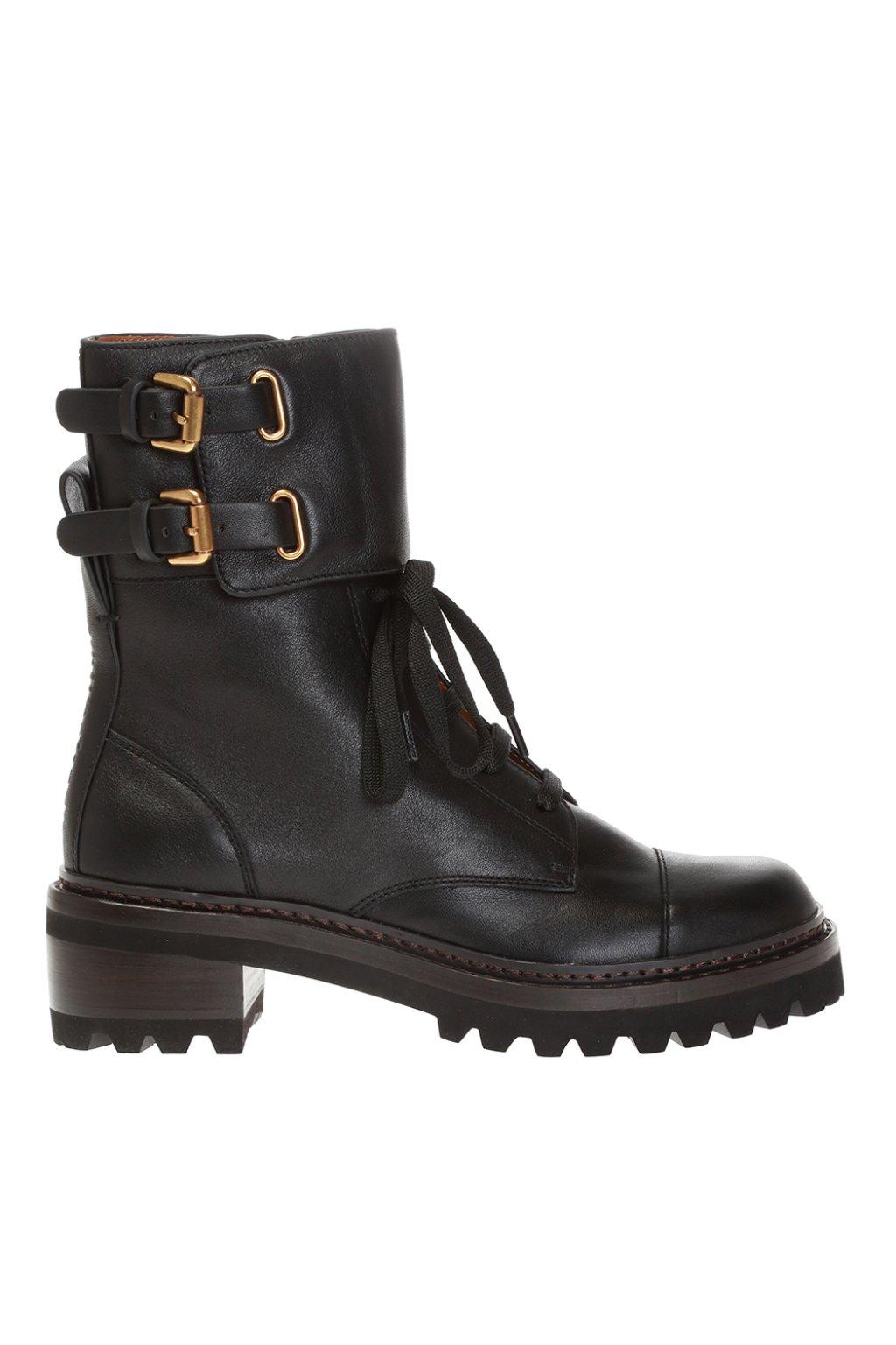 see by chloé gema leather combat boots