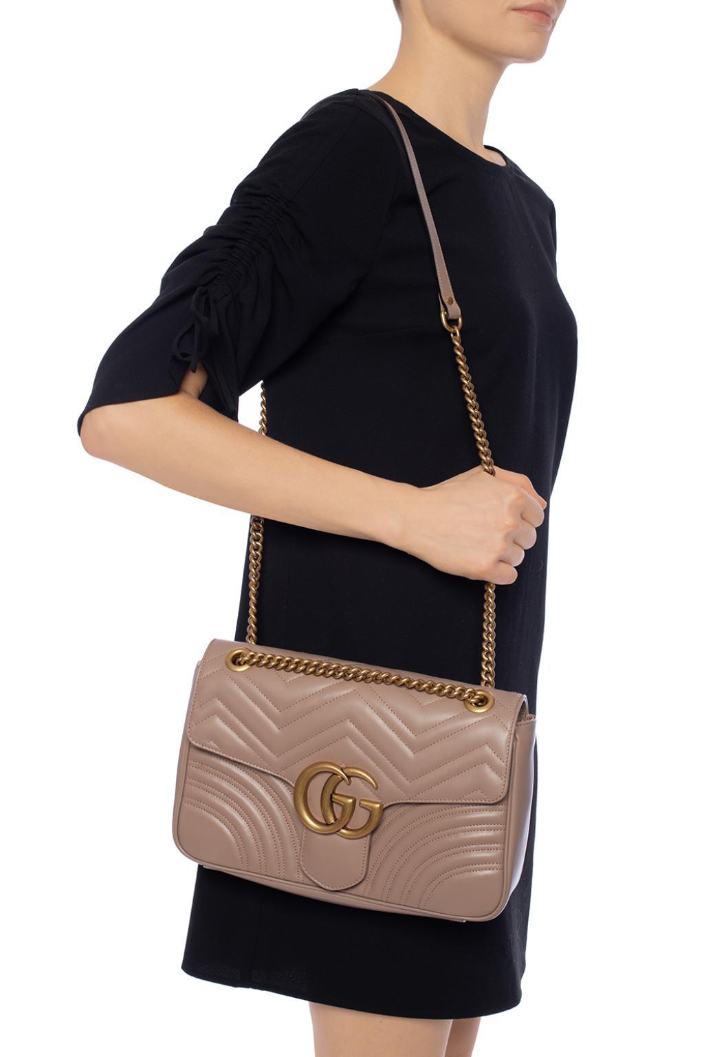 Gucci &#39;GG Marmont&#39; Shoulder Bag in Brown - Lyst