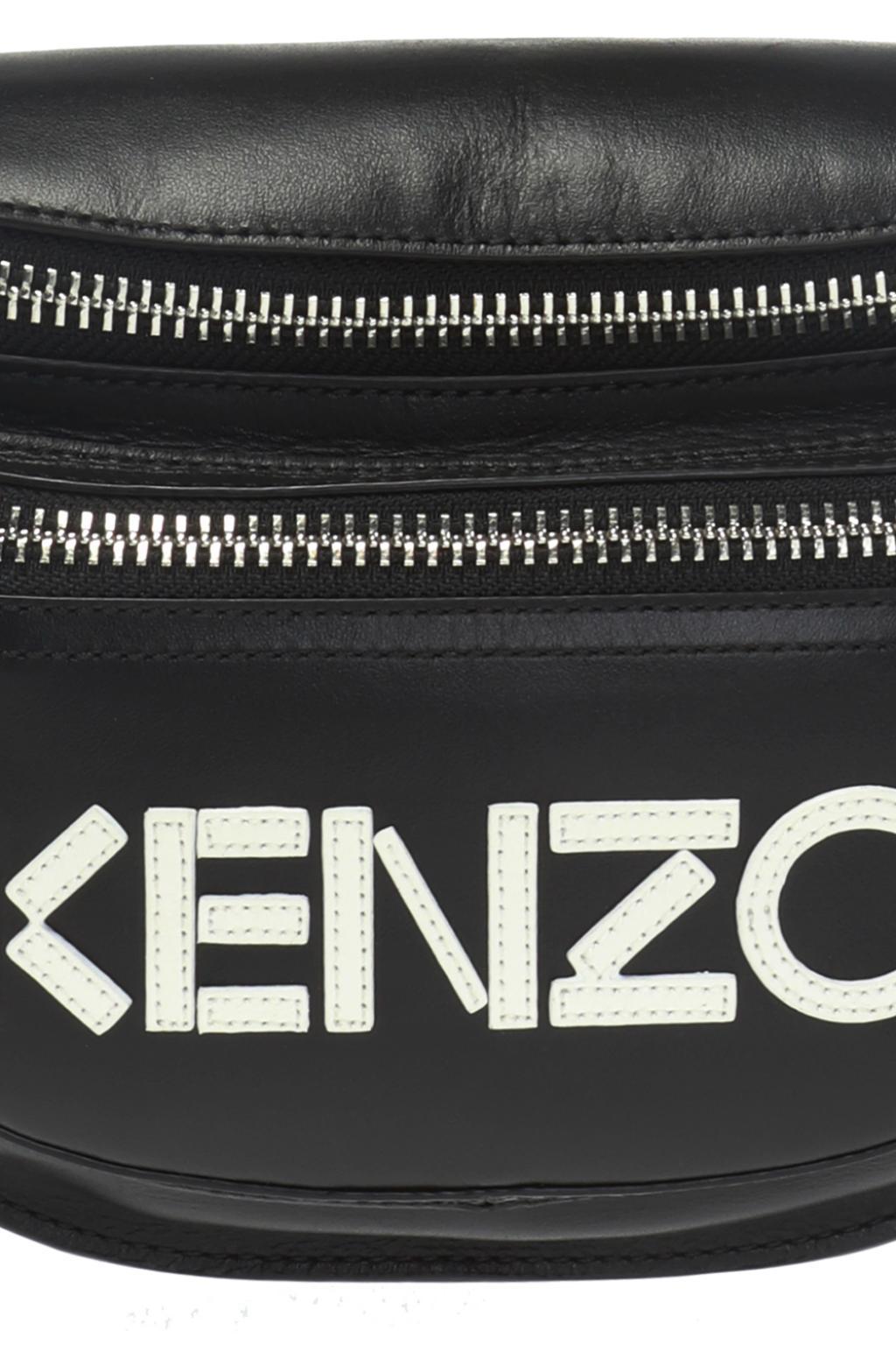 KENZO Leather Logo Belt Bag in Black for Men - Lyst