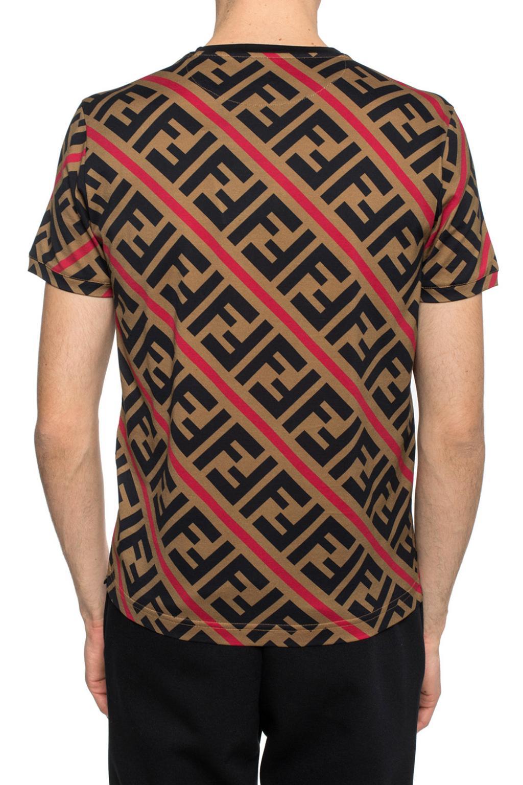 Fendi Double F Logo T-shirt in Brown for Men - Lyst