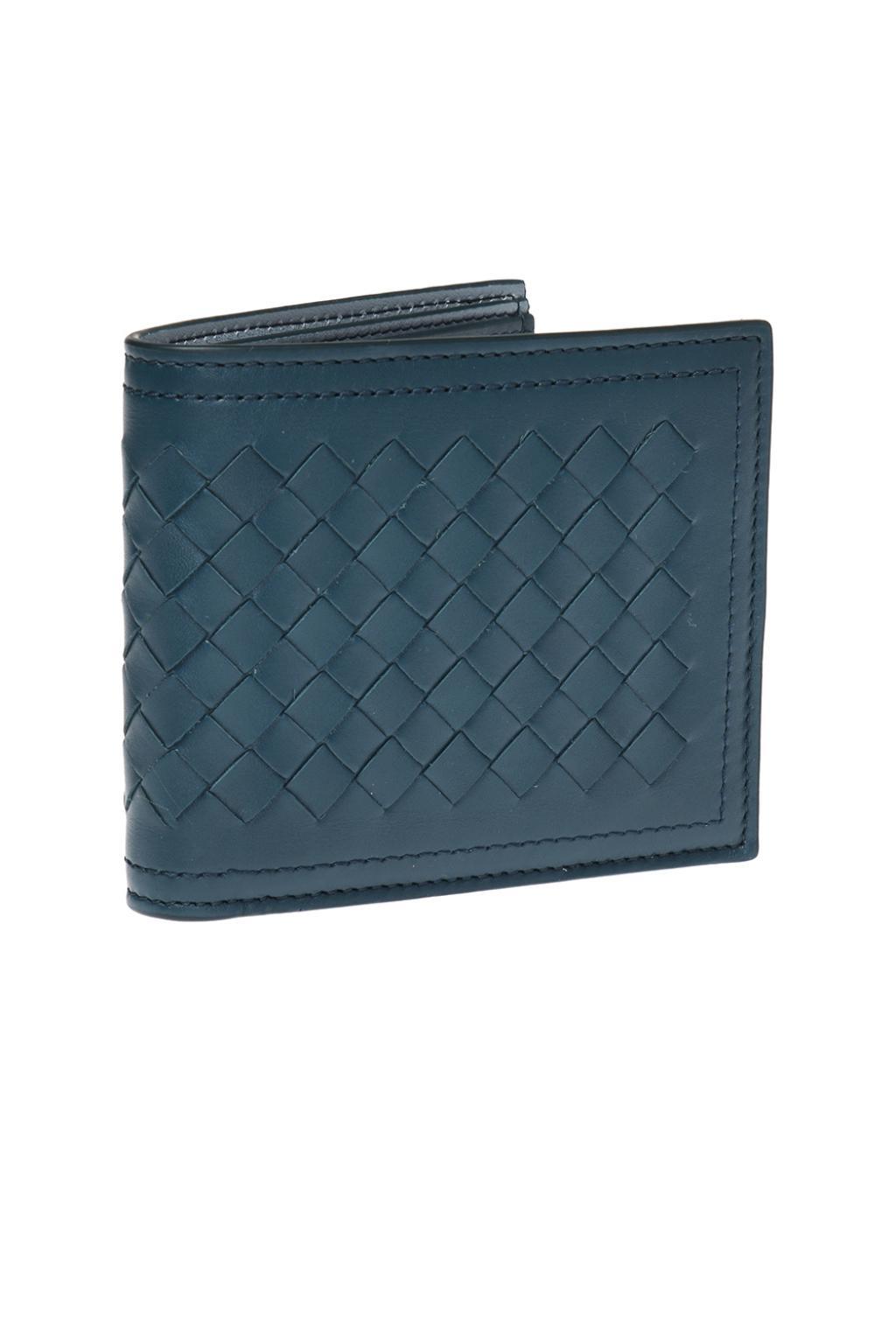 Bottega Veneta Leather 'intrecciato' Pattern Bi-fold Wallet in Blue for ...