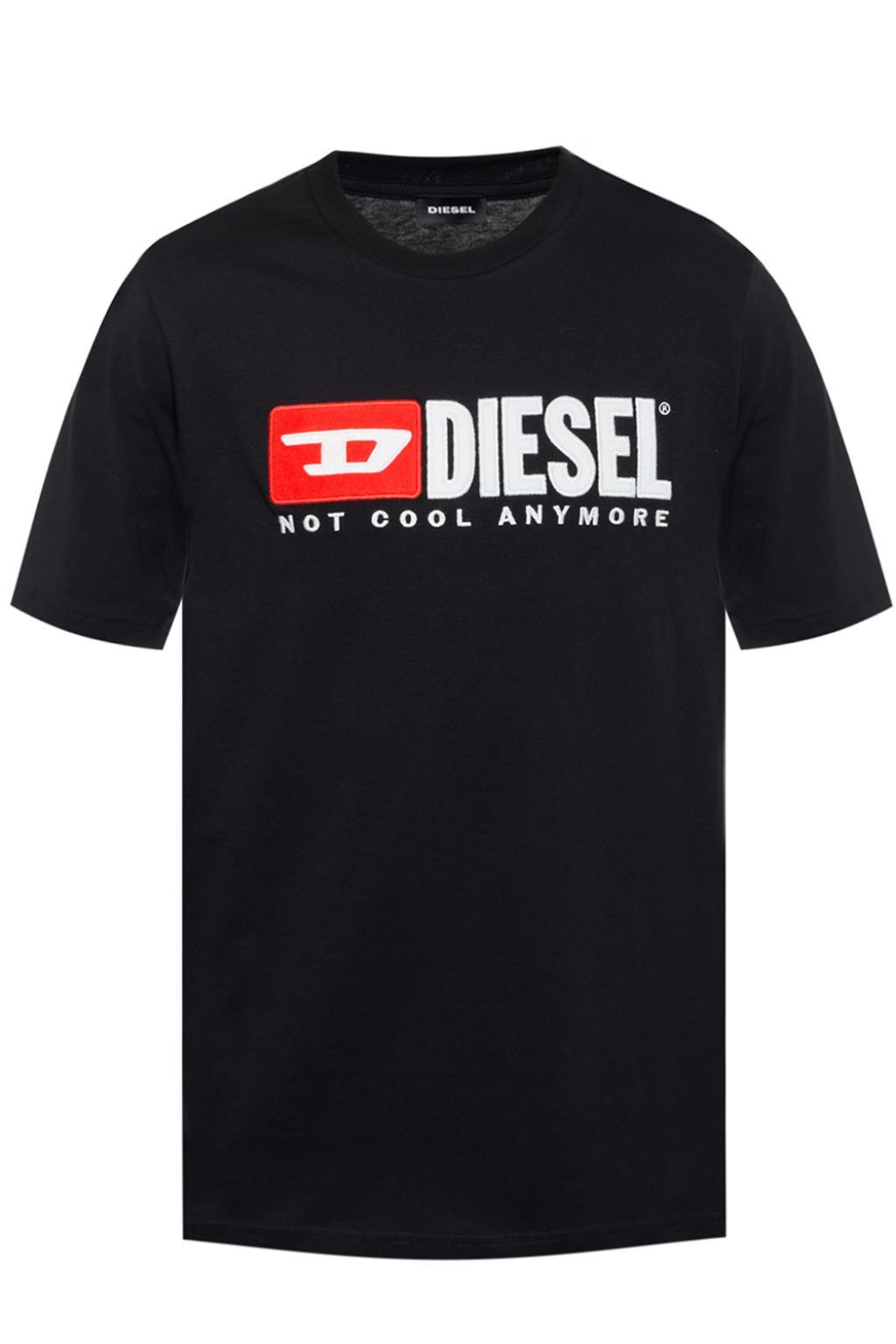 DIESEL Logo-embroidered T-shirt in Black for Men - Lyst