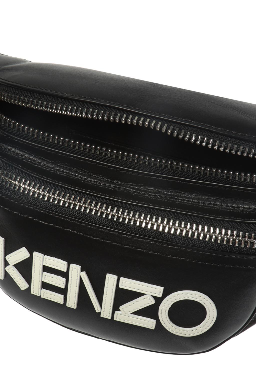 KENZO Leather Logo Belt Bag in Black for Men Lyst