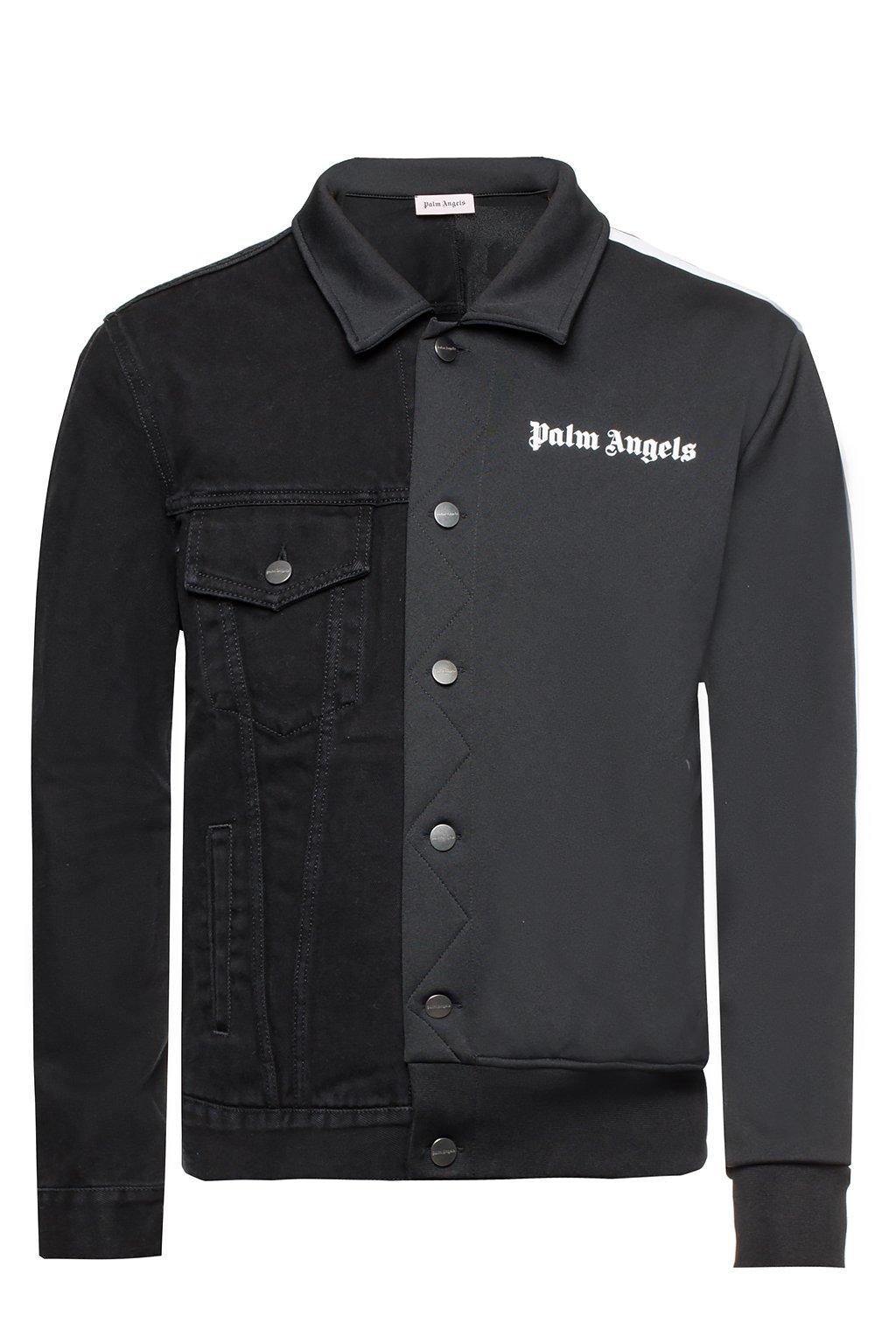 Palm Angels Denim Jacket With Sweatshirt Effect in Black for Men - Lyst