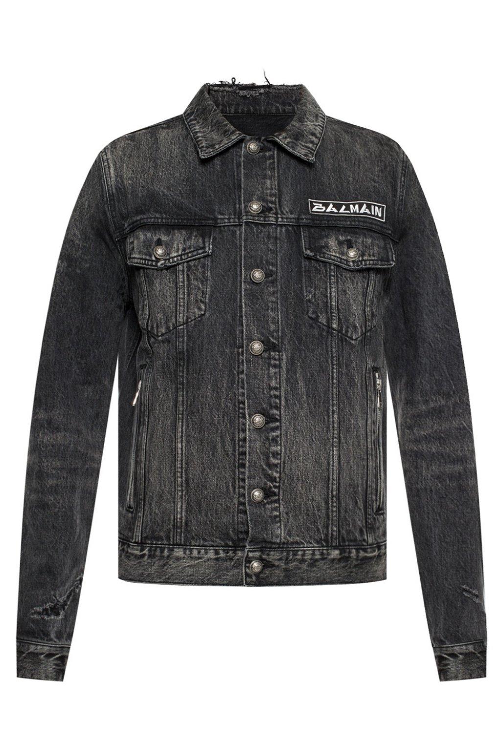 Balmain Embroidered Denim Jacket in Black for Men - Lyst