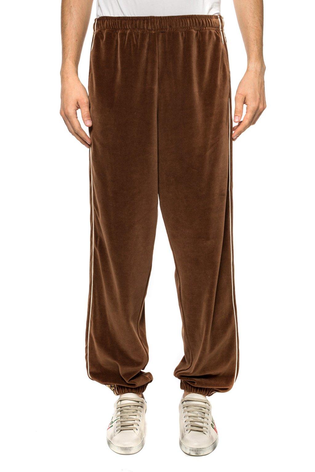 Gucci Velvet jogging Pants in Navy Blue Brown (Brown) for Men - Lyst