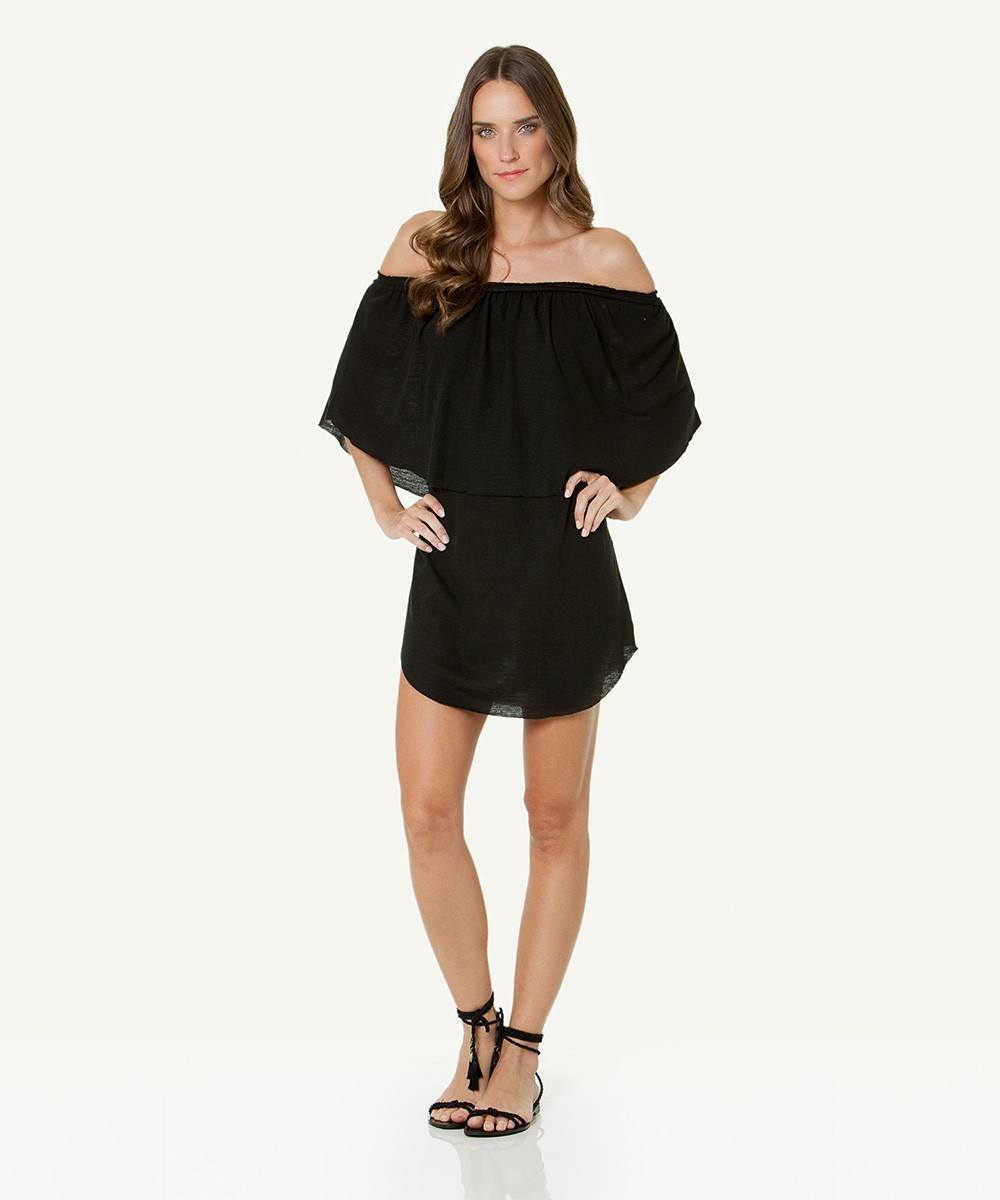 sofia solid black layers short dress  fffec591