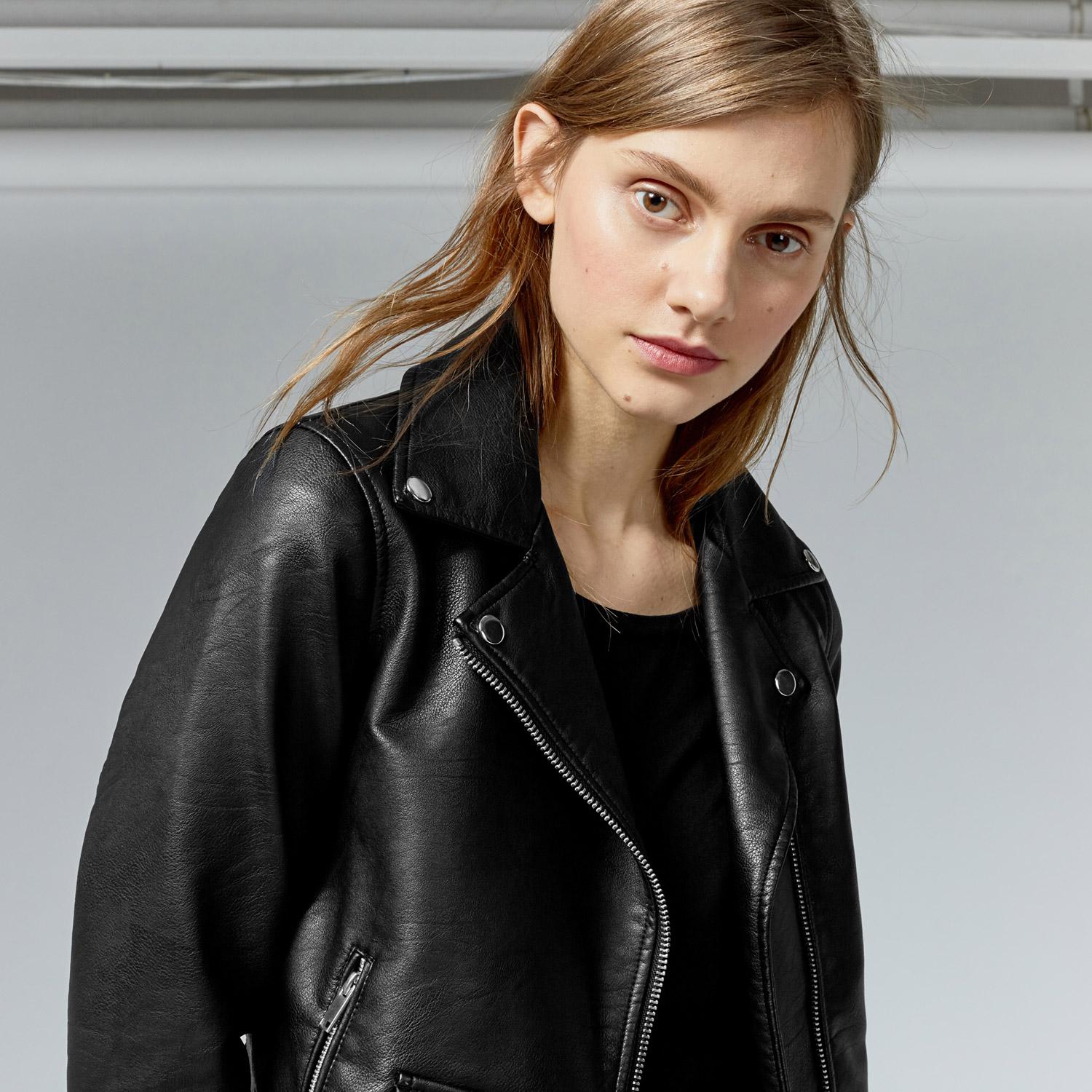 Lyst Warehouse Faux Leather Crop Biker Jacket In Black Gallery Previously Sold At Warehouse Women S Cropped Leather Jackets