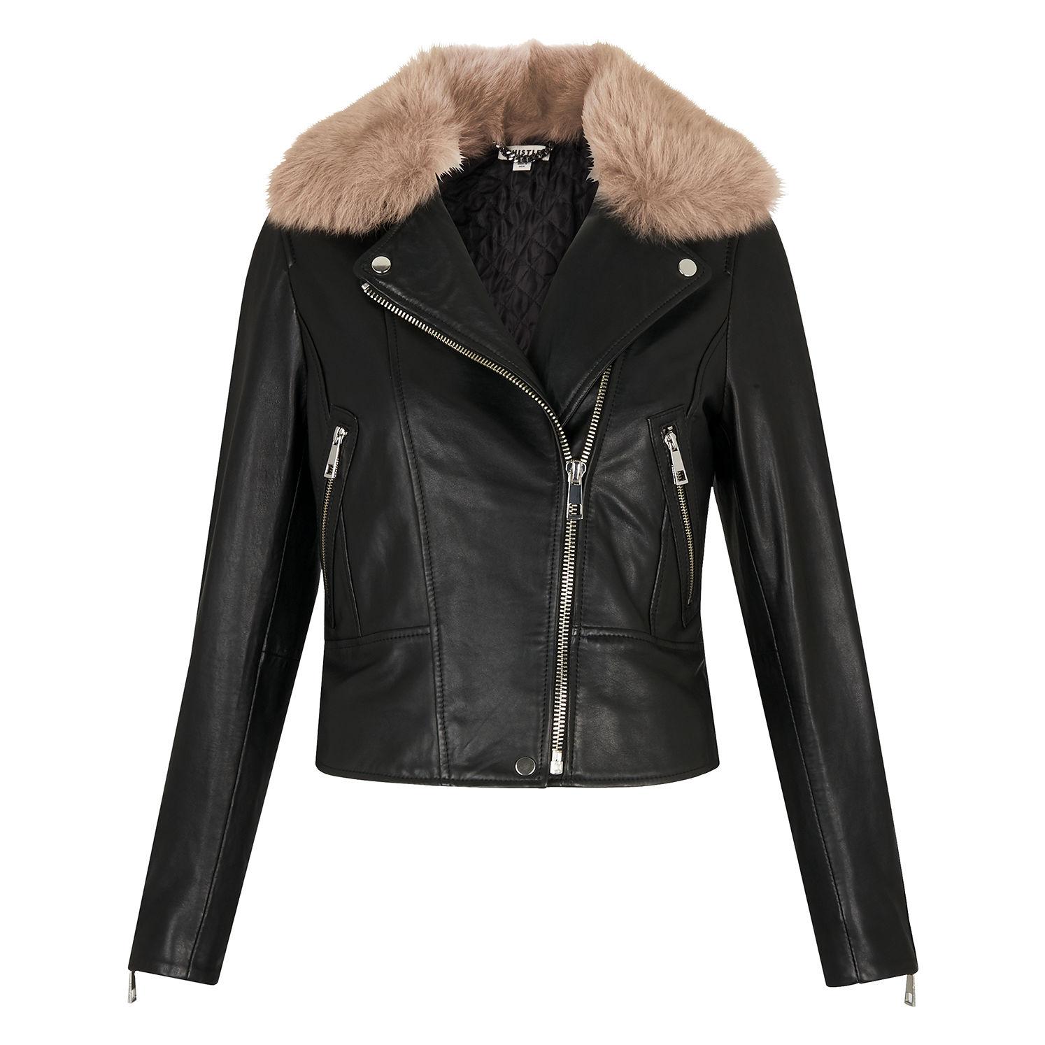 Lyst - Whistles Toscana Collar Leather Jacket in Black - Save 90%