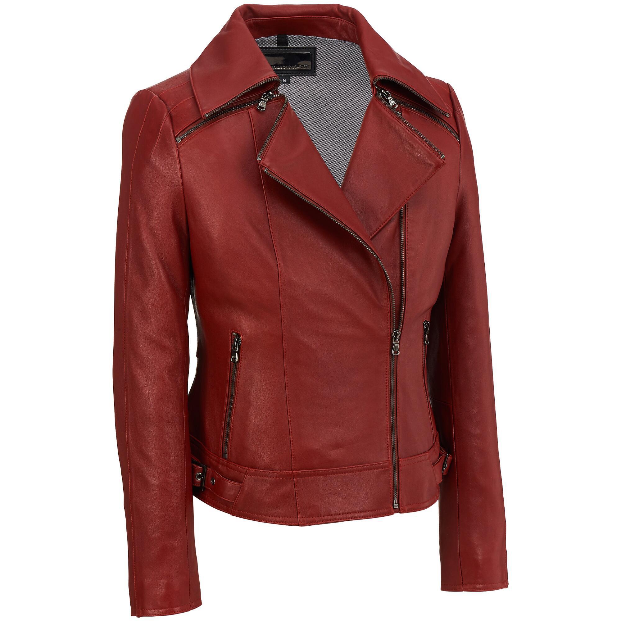 Lyst - Wilsons Leather Plus Size Zipper Collar Lamb Cycle Jacket in Red ...