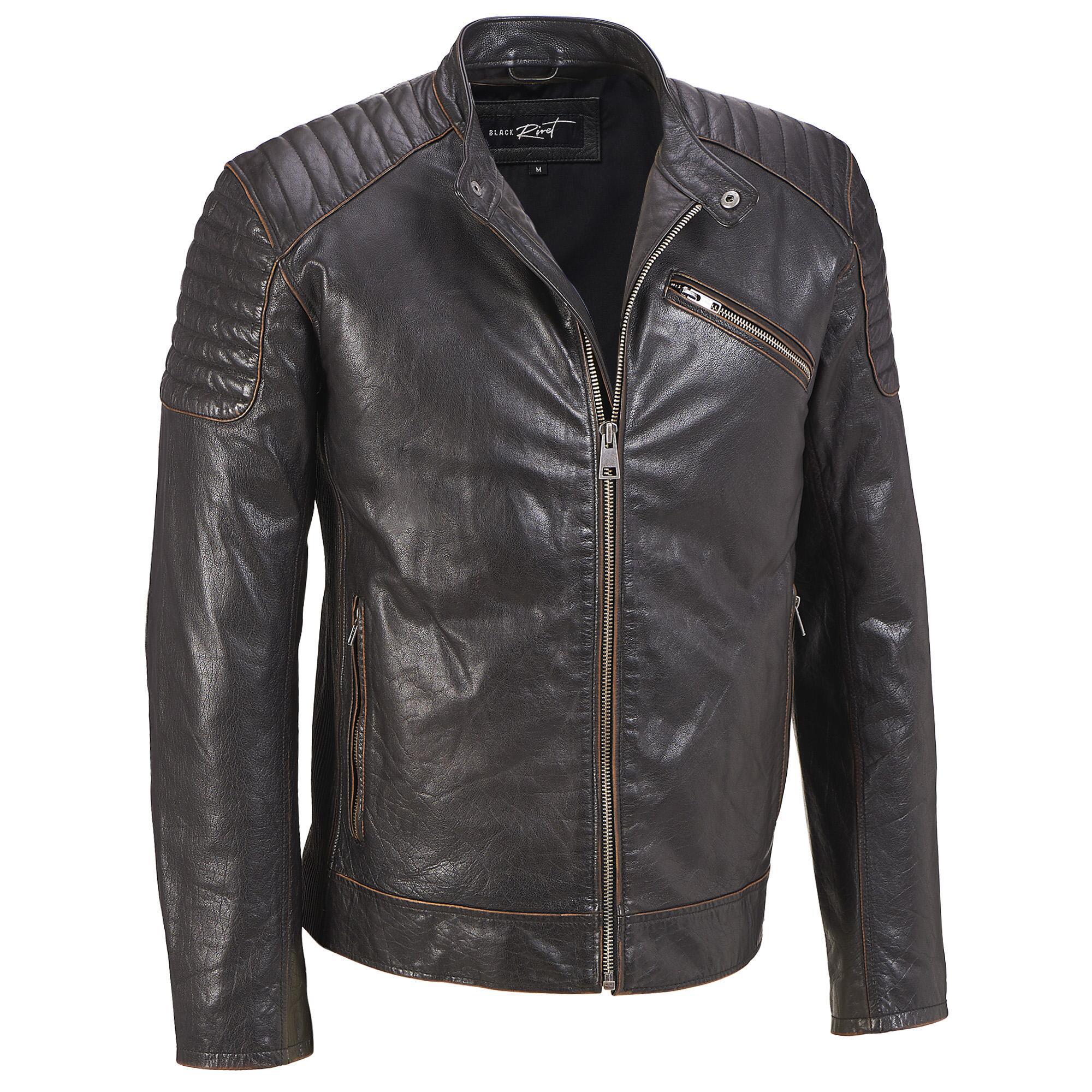 black rivet leather jacket mens with hood