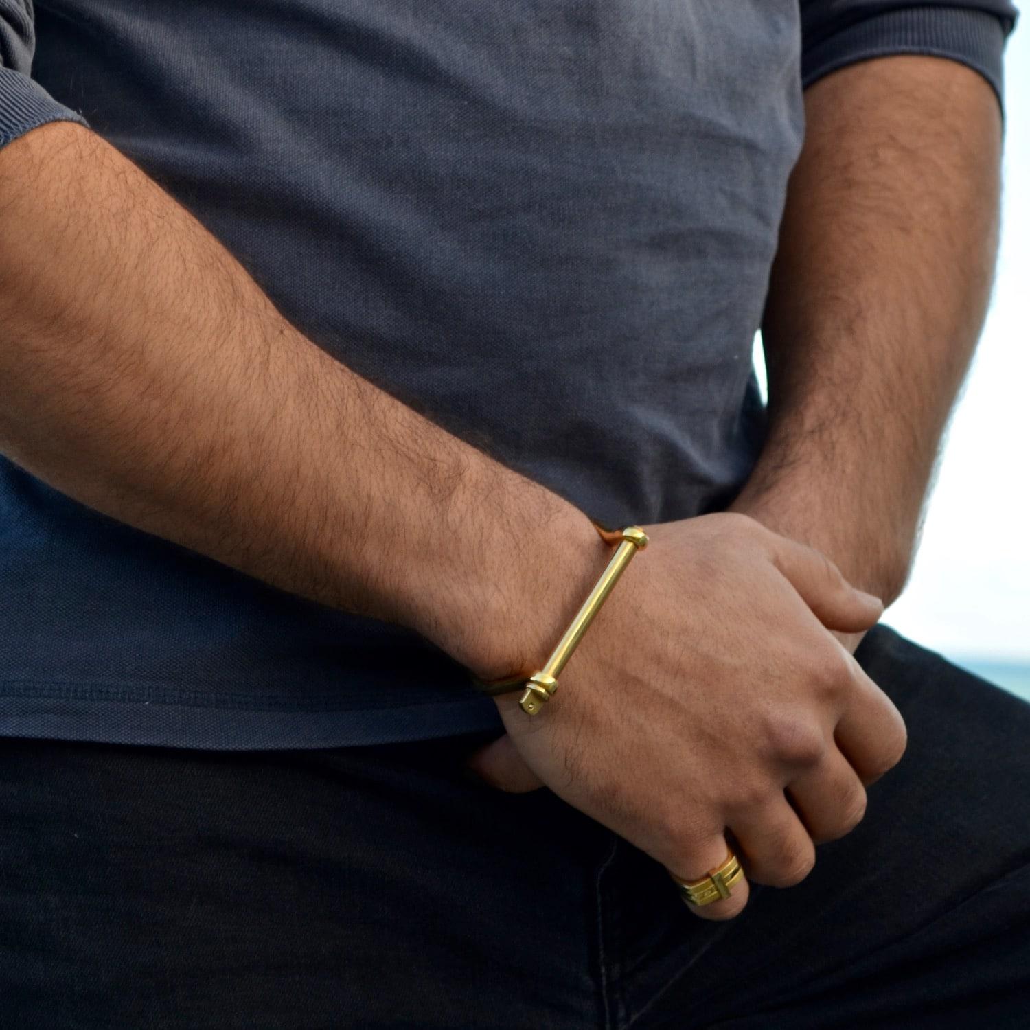 Lyst Opes Robur Mens Gold Cuff Bracelet In Metallic Gallery
