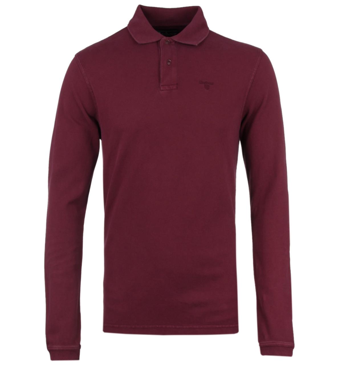 Lyst - Barbour Wine Red Long Sleeve Pique Cotton Polo Shirt in Red for Men