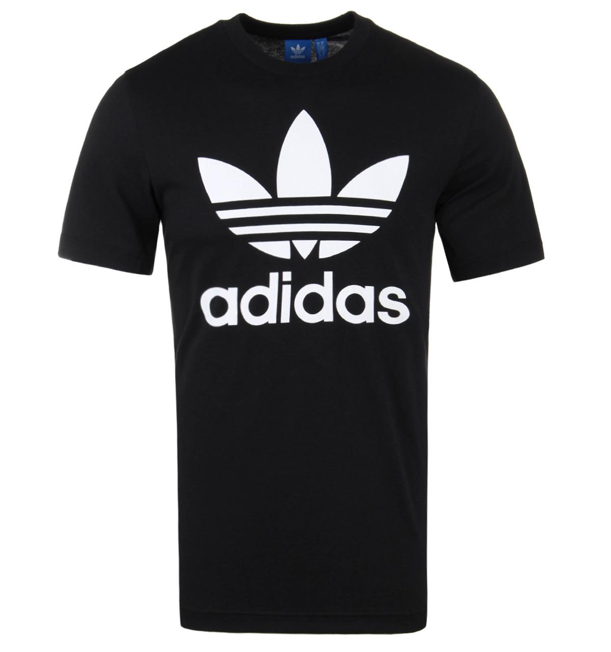 Lyst - Adidas Originals Black Trefoil Crew Neck T-shirt in Black for Men