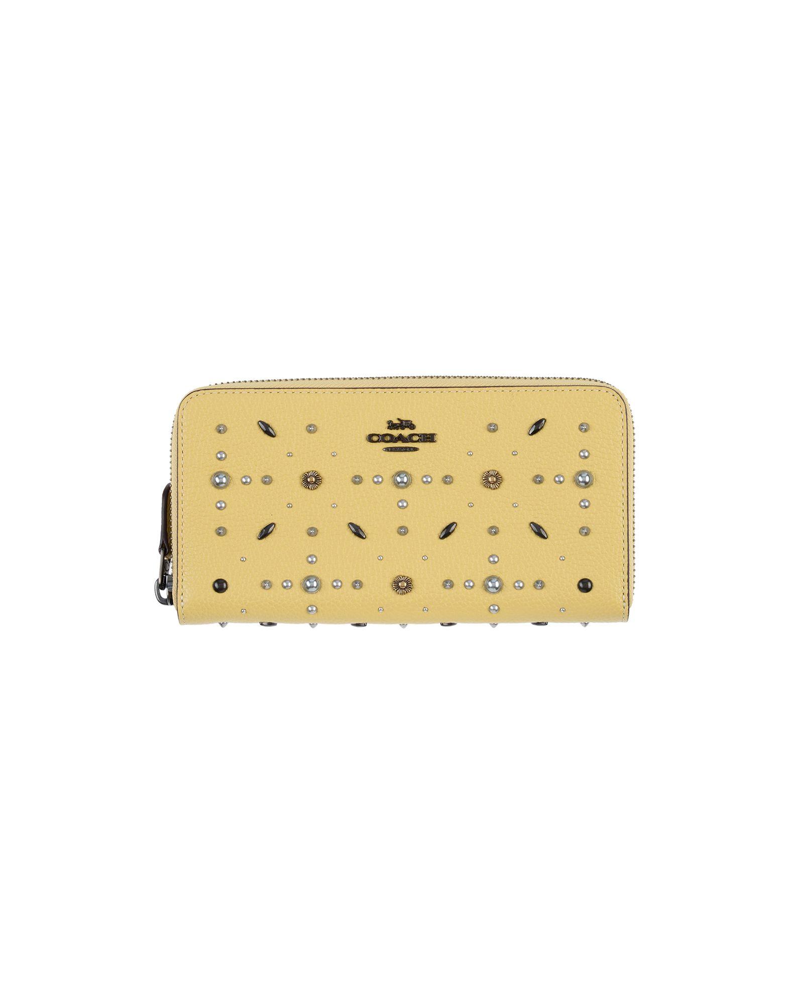 COACH Leather Wallet in Yellow Lyst